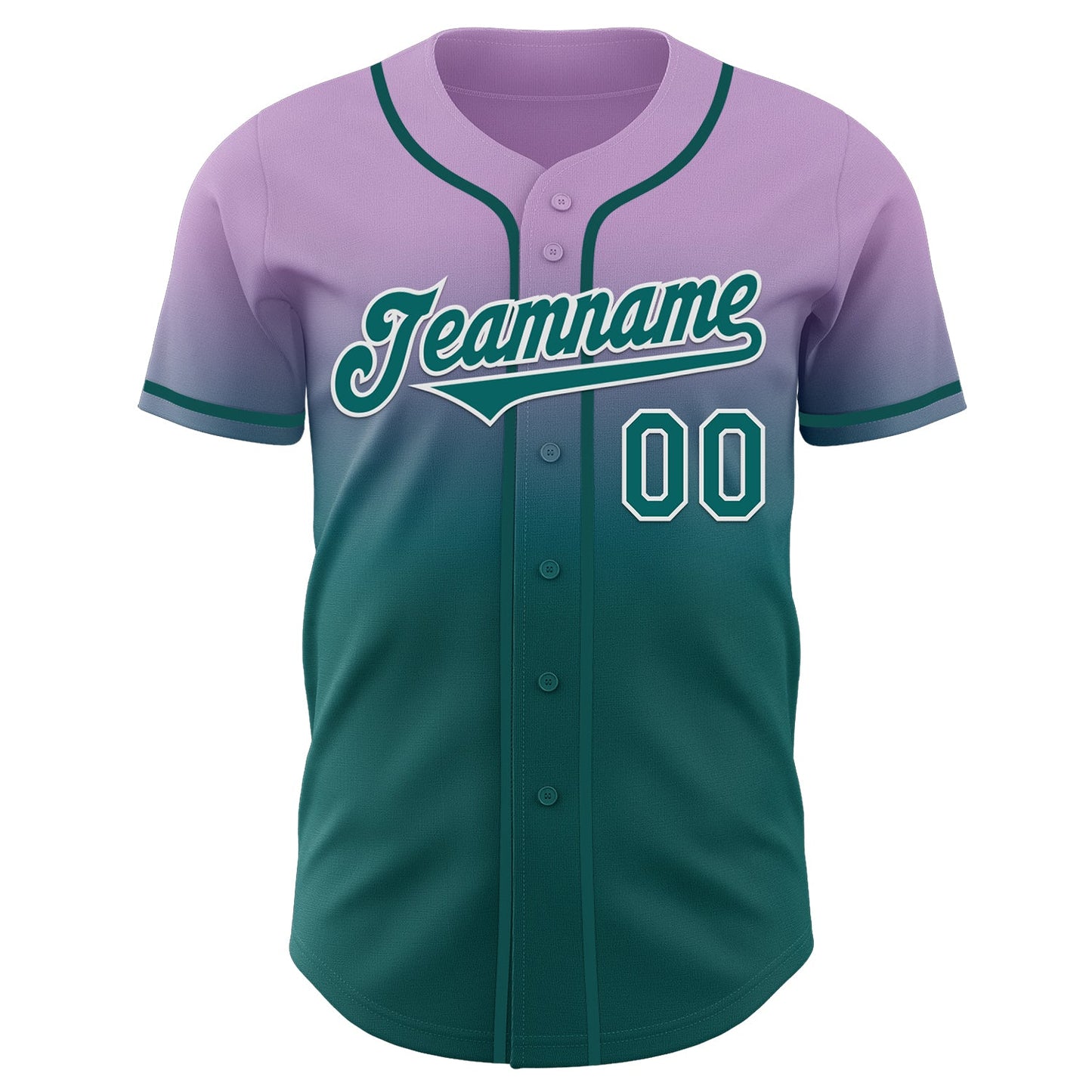 Custom Light Purple Teal-White Authentic Fade Fashion Baseball Jersey view 2