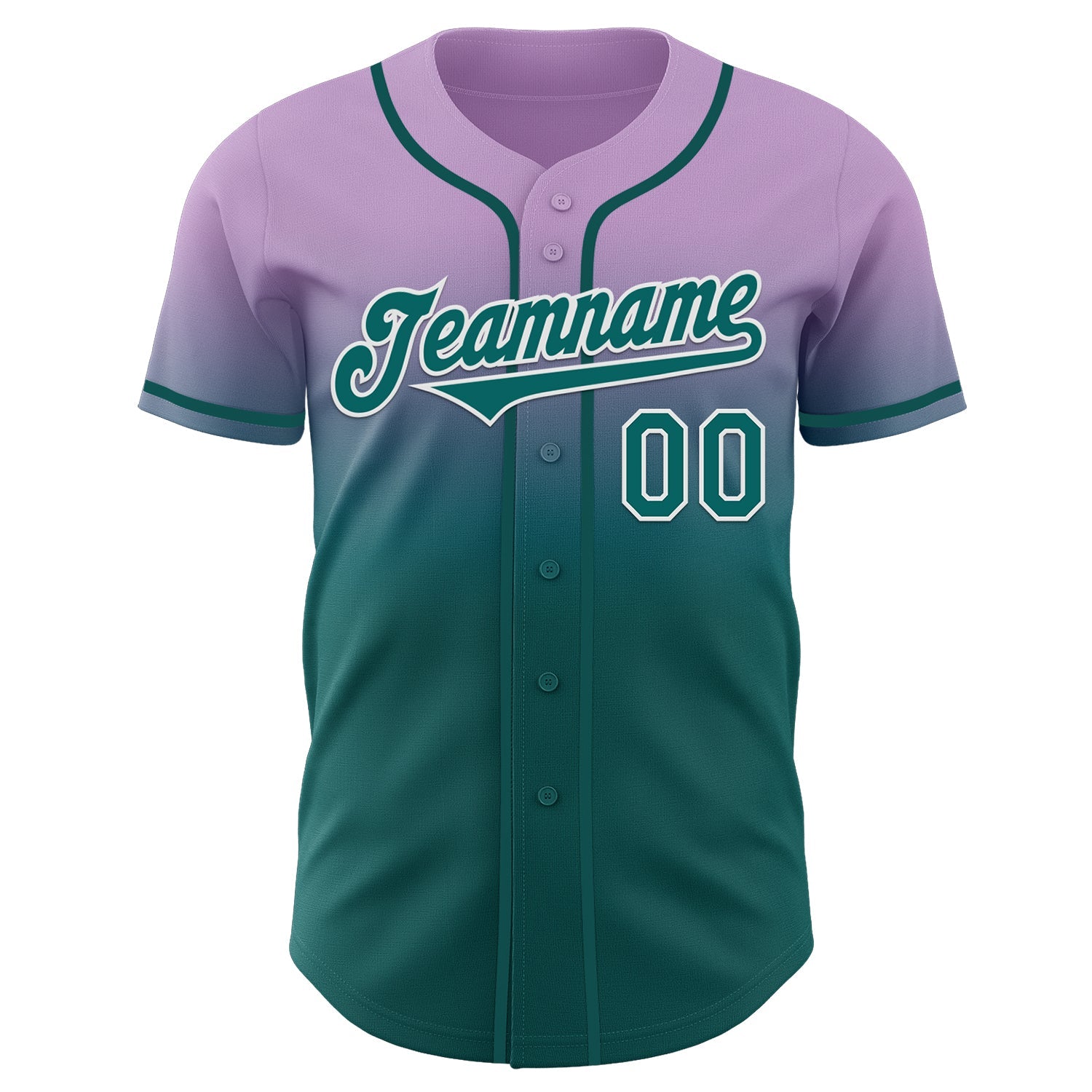 Custom Light Purple Teal-White Authentic Fade Fashion Baseball Jersey view 2