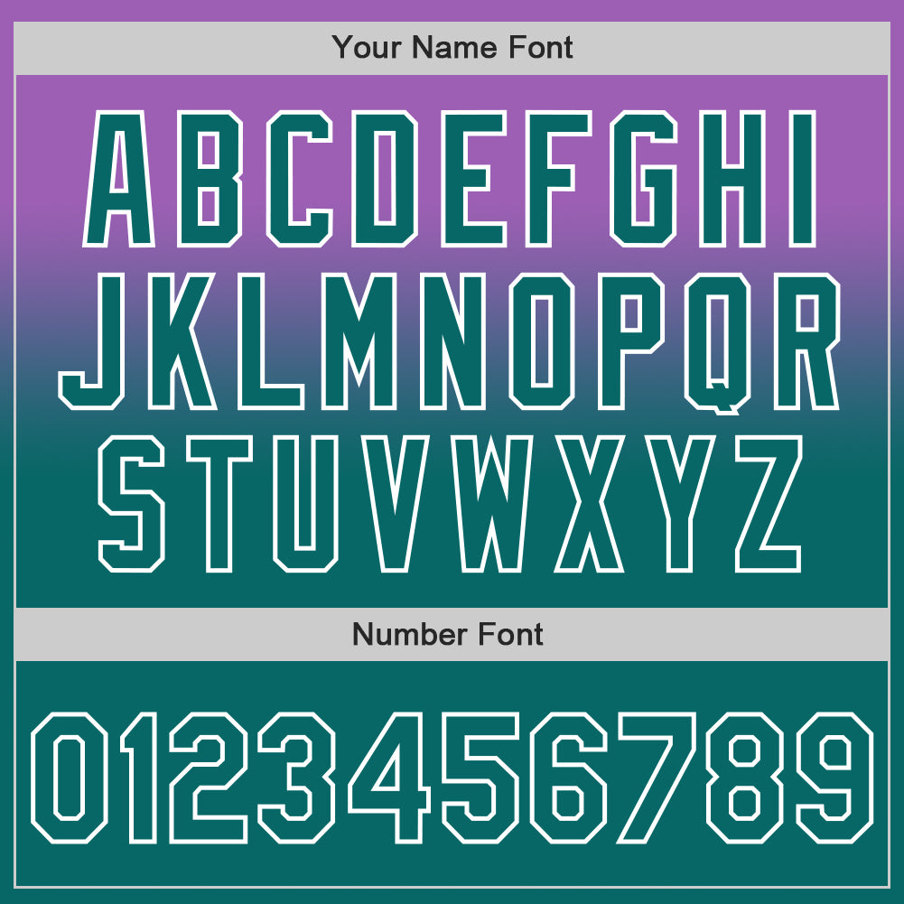 Custom Medium Purple Teal-White Authentic Fade Fashion Baseball Jersey view 5