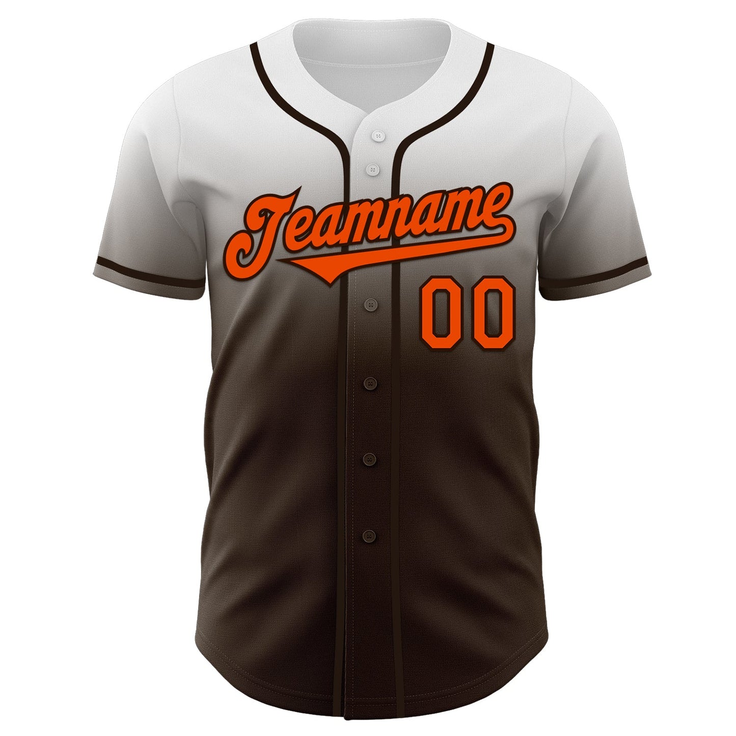Custom White Orange-Brown Authentic Fade Fashion Baseball Jersey view 2