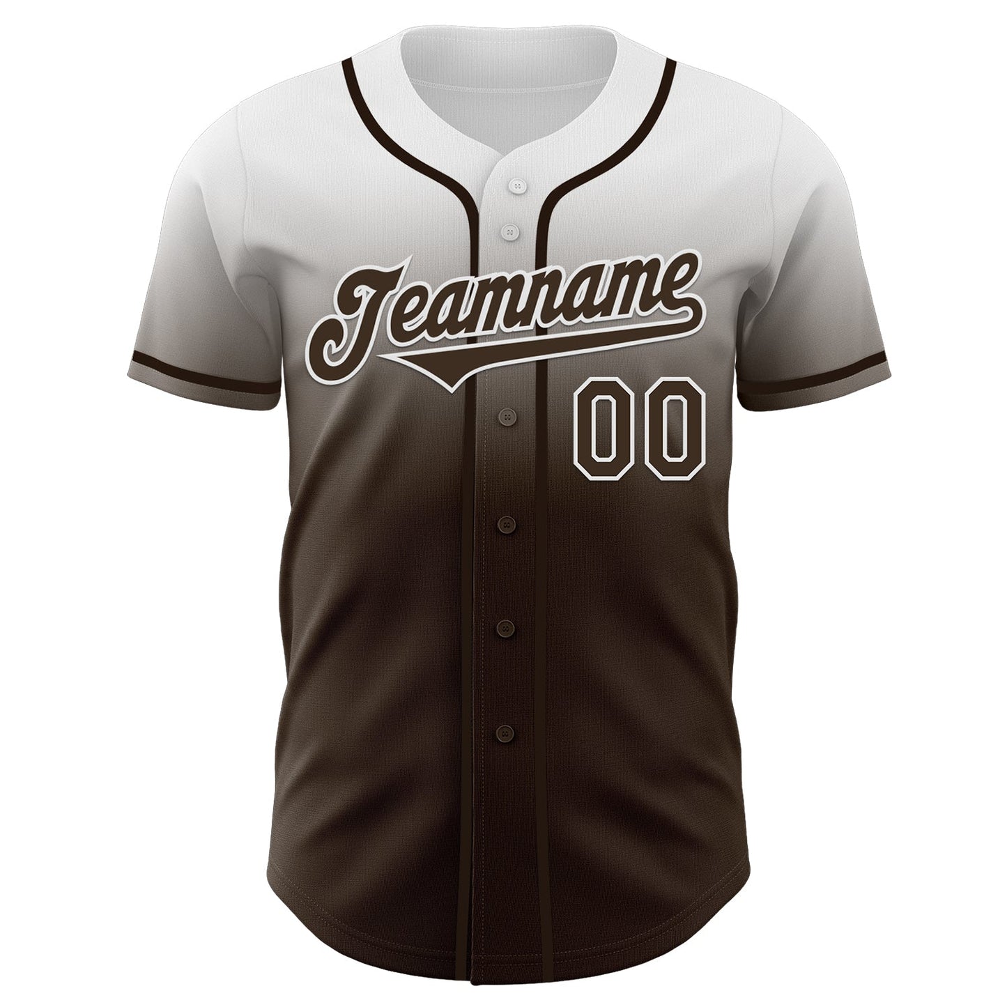 Custom White Brown Authentic Fade Fashion Baseball Jersey view 2