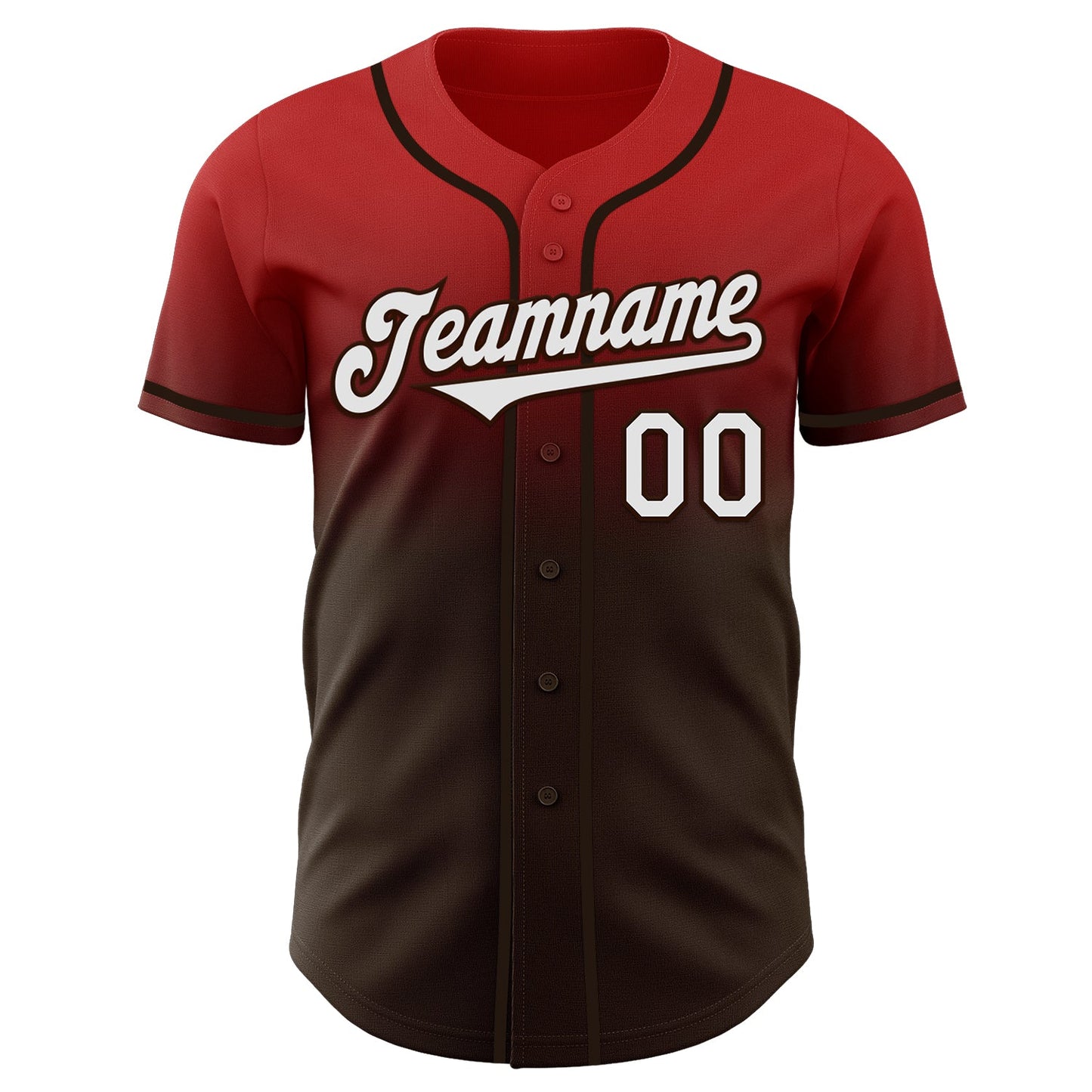 Custom Red White-Brown Authentic Fade Fashion Baseball Jersey view 2