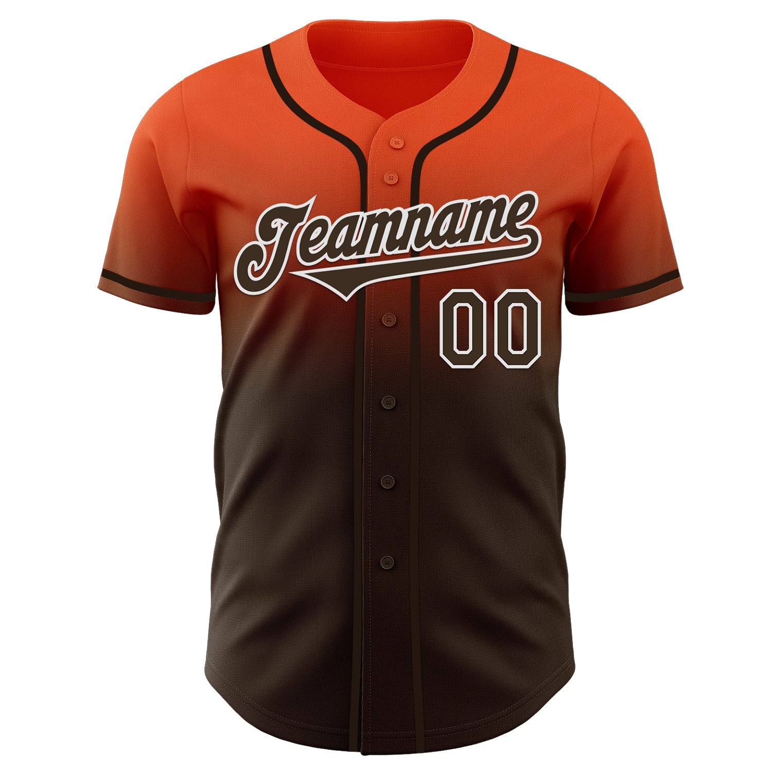 Custom Orange Brown-White Authentic Fade Fashion Baseball Jersey view 2