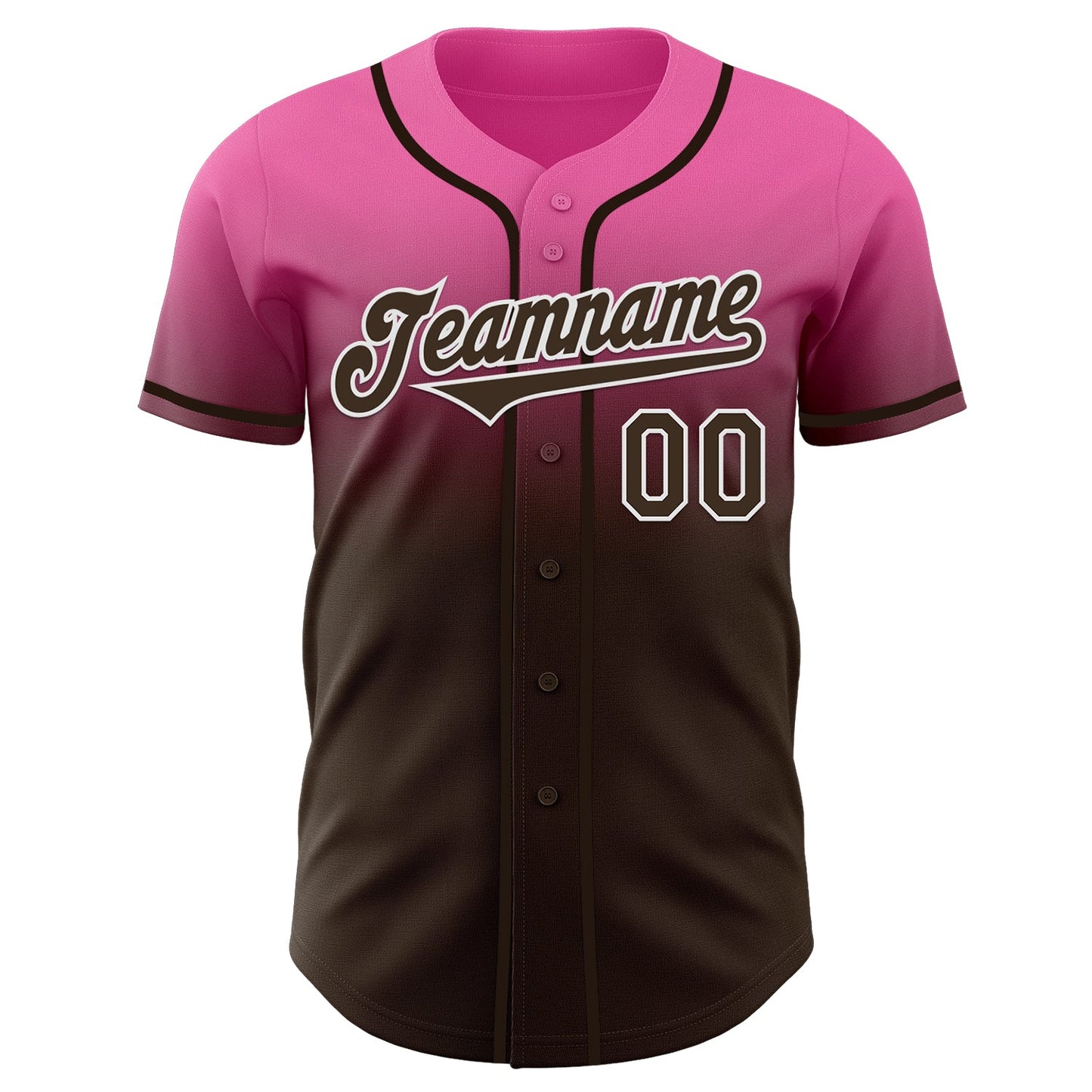 Custom Pink Brown-White Authentic Fade Fashion Baseball Jersey view 2