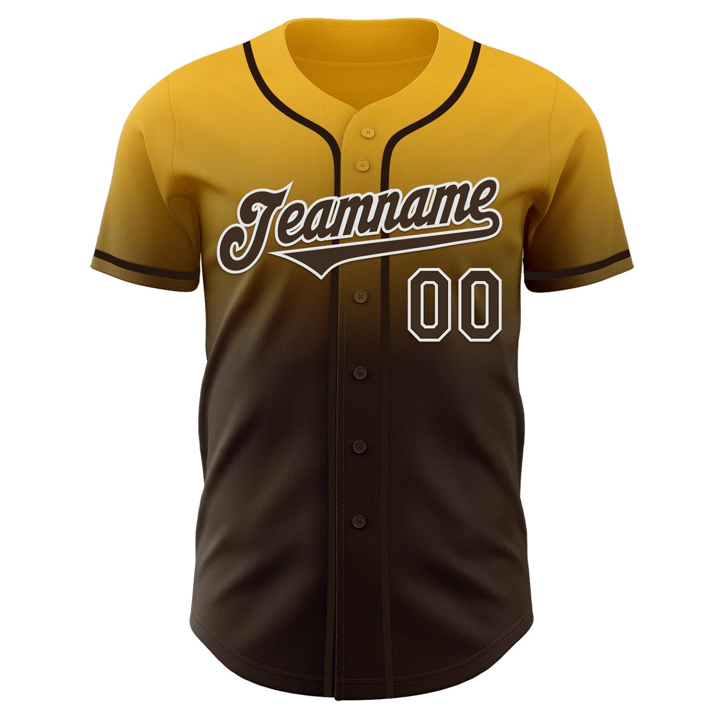 Custom Gold Brown-White Authentic Fade Fashion Baseball Jersey view 2