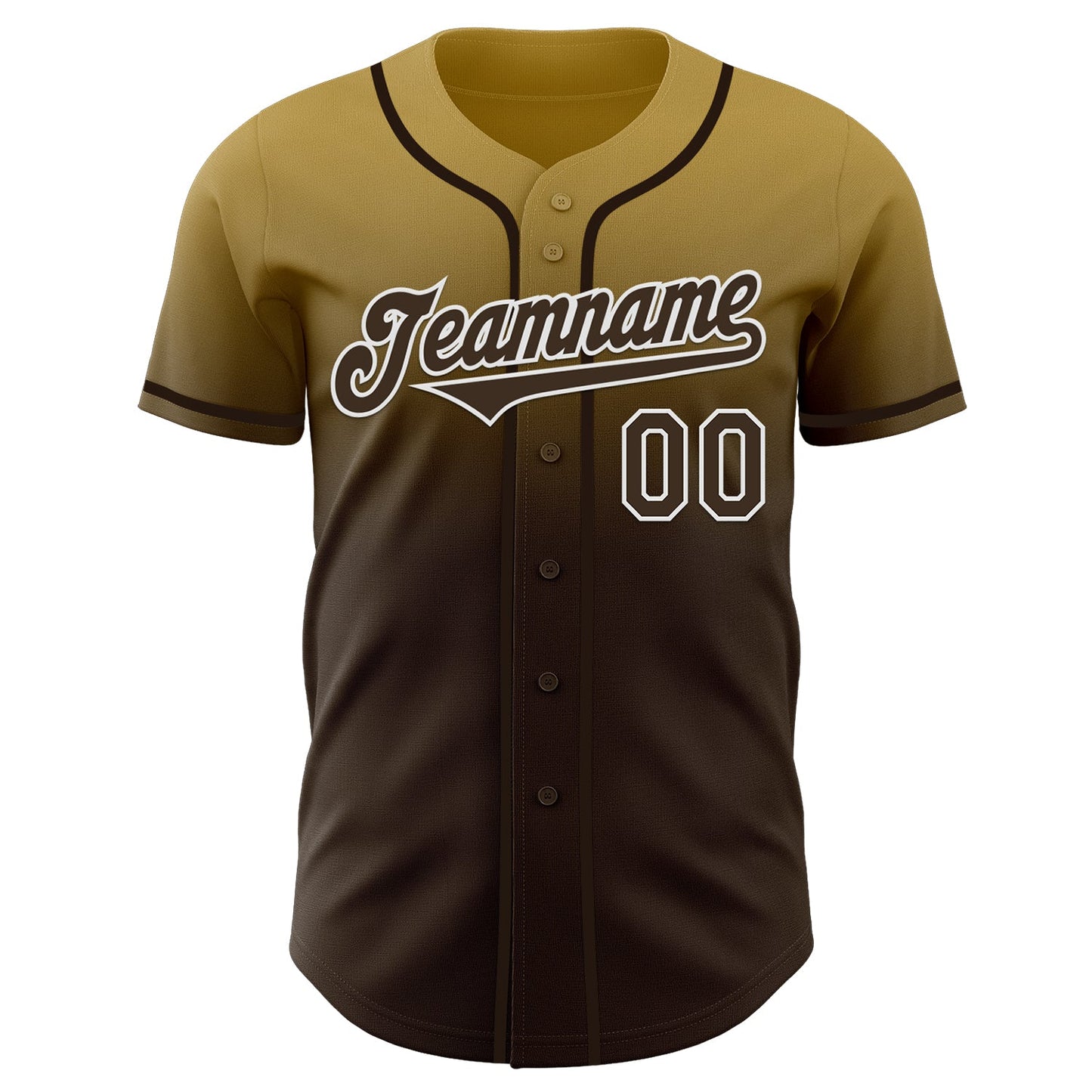 Custom Old Gold Brown-White Authentic Fade Fashion Baseball Jersey view 2