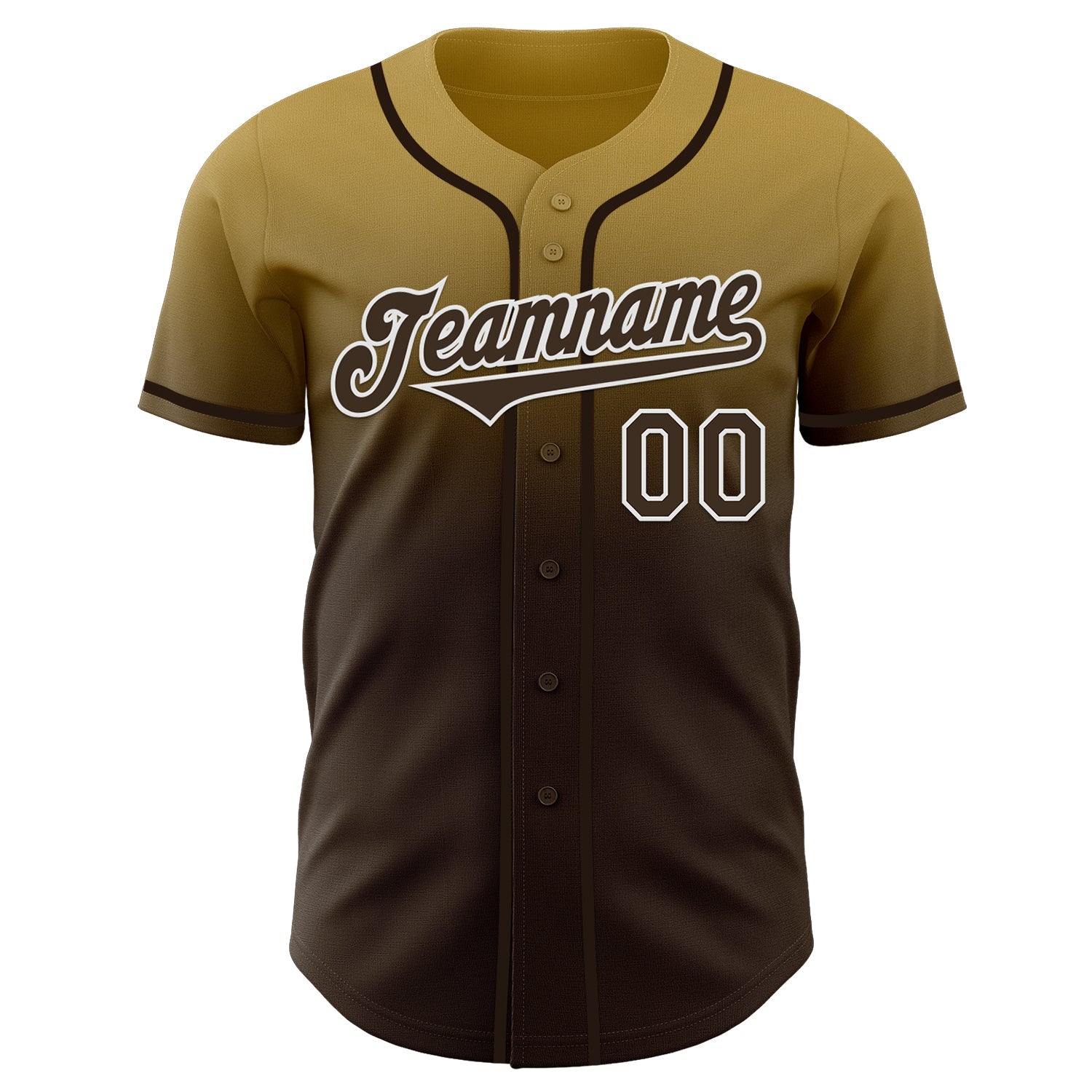 Custom Old Gold Brown-White Authentic Fade Fashion Baseball Jersey view 2