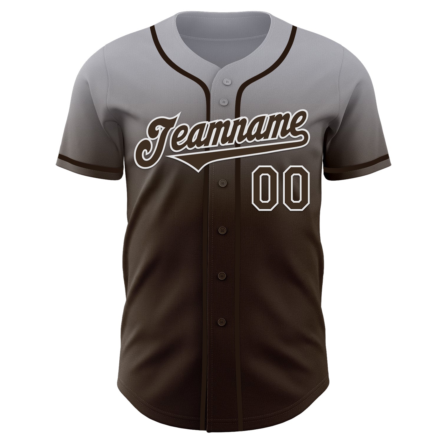 Custom Gray Brown-White Authentic Fade Fashion Baseball Jersey view 2