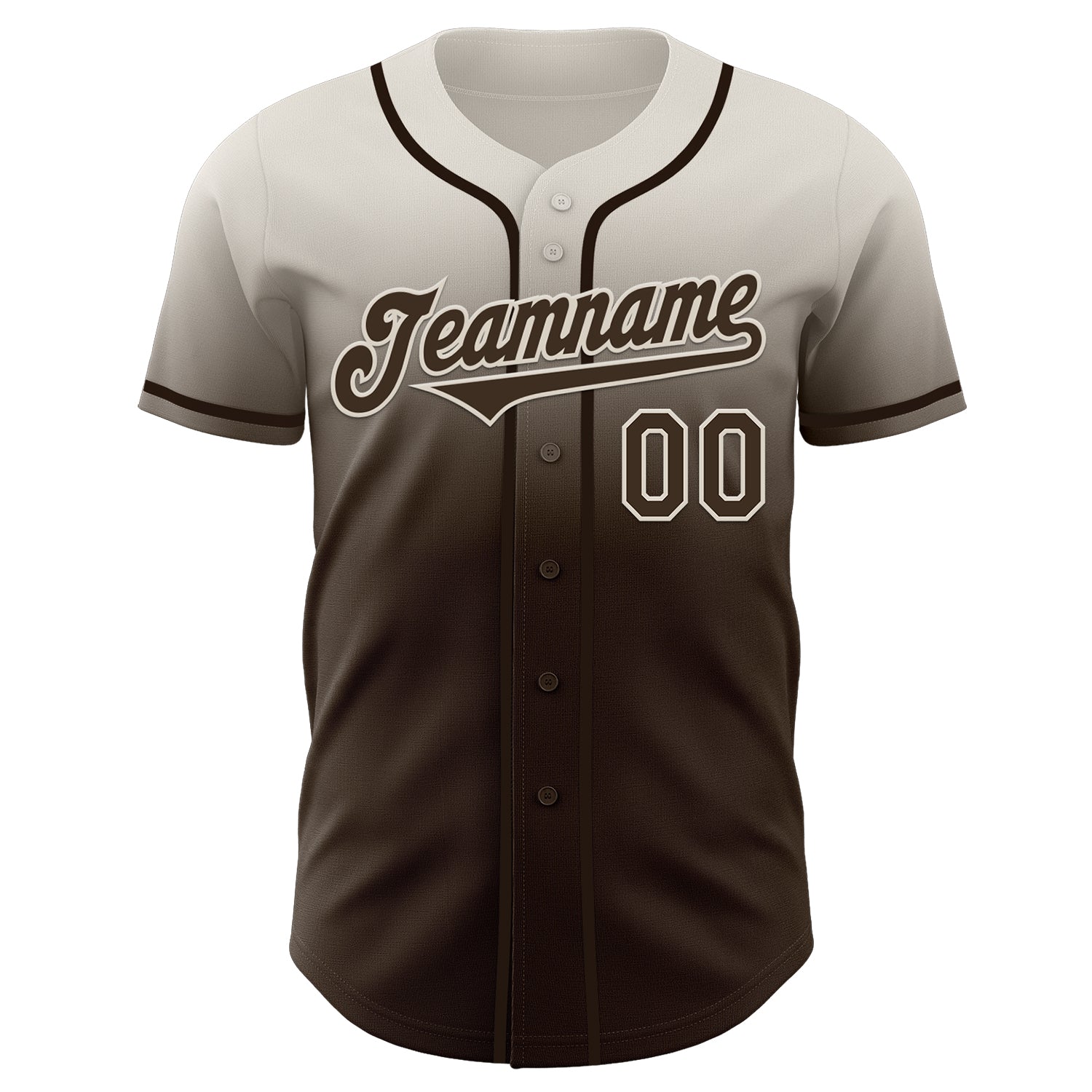 Custom Cream Brown Authentic Fade Fashion Baseball Jersey view 2