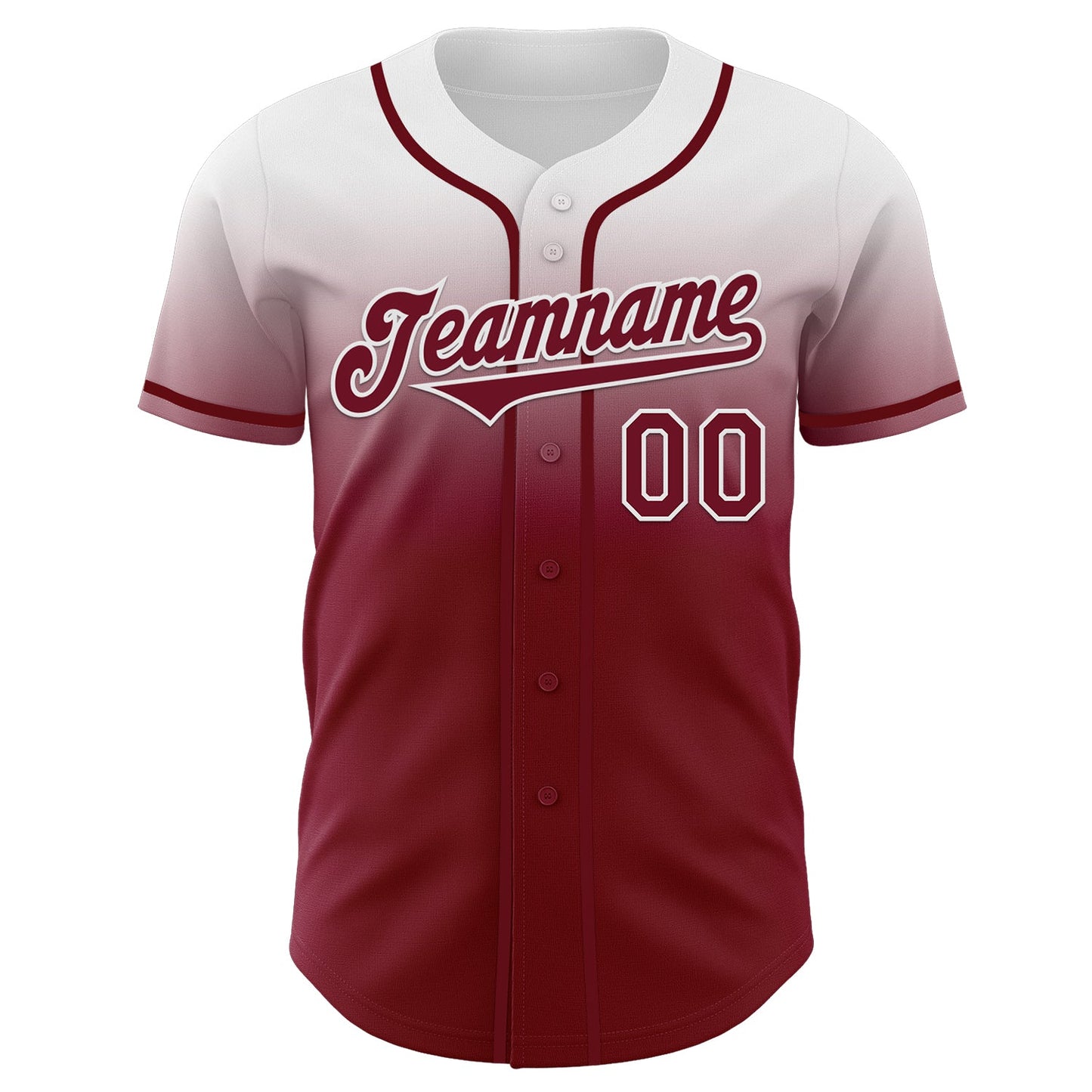 Custom White Crimson Authentic Fade Fashion Baseball Jersey view 2