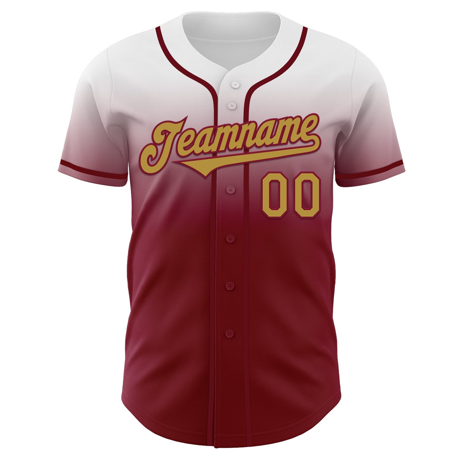Custom White Old Gold-Crimson Authentic Fade Fashion Baseball Jersey view 2
