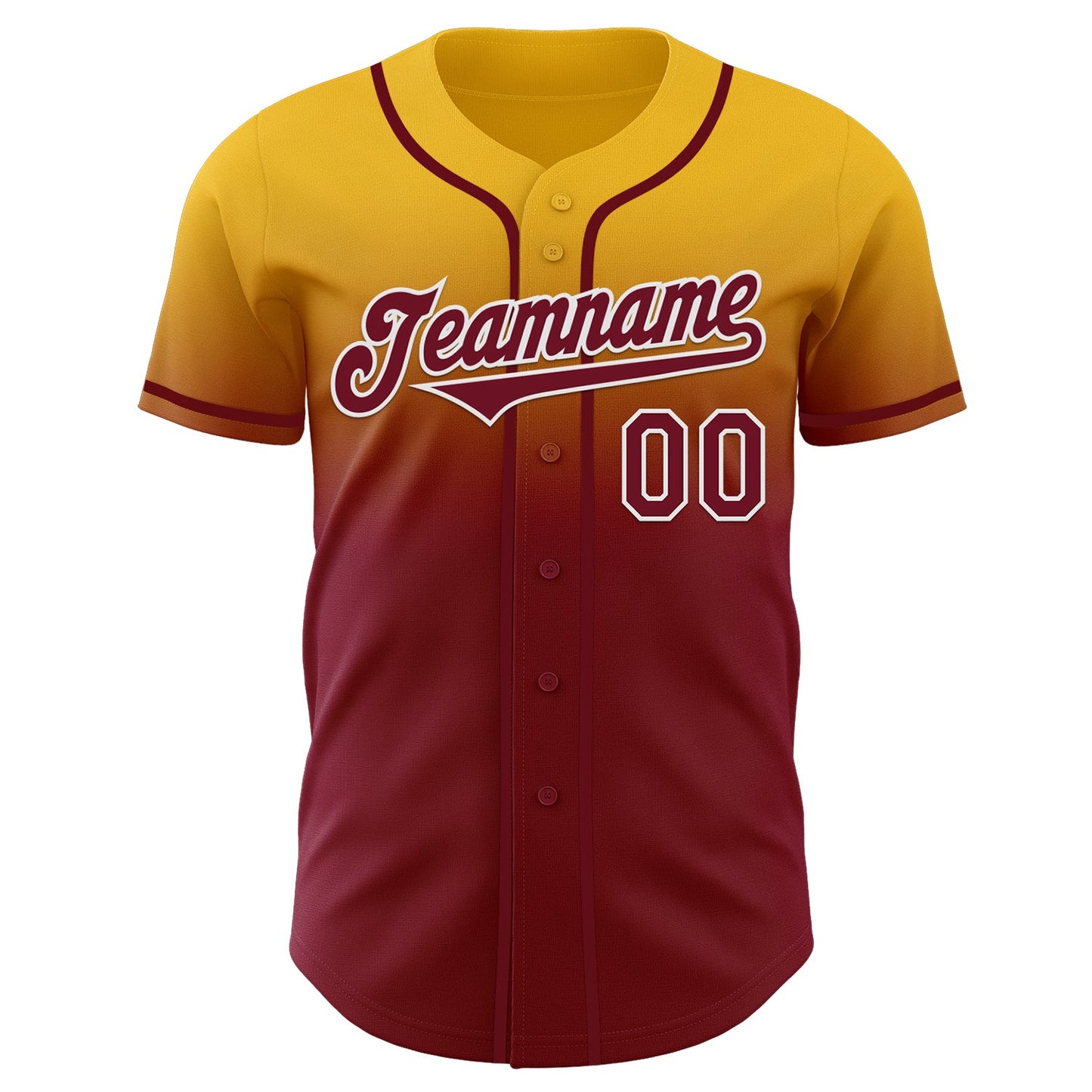 Custom Gold Crimson-White Authentic Fade Fashion Baseball Jersey view 2
