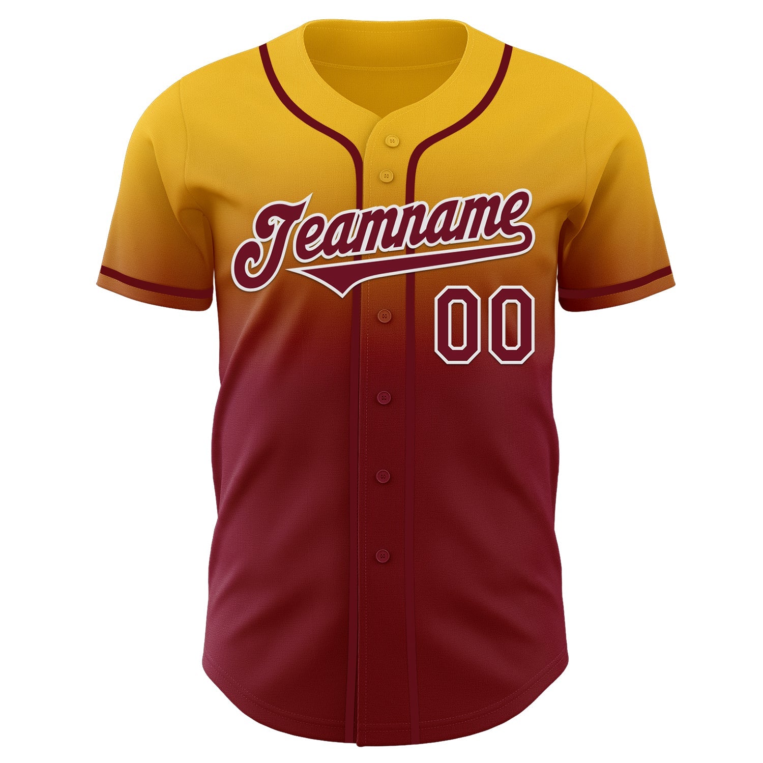Custom Gold Crimson-White Authentic Fade Fashion Baseball Jersey view 2