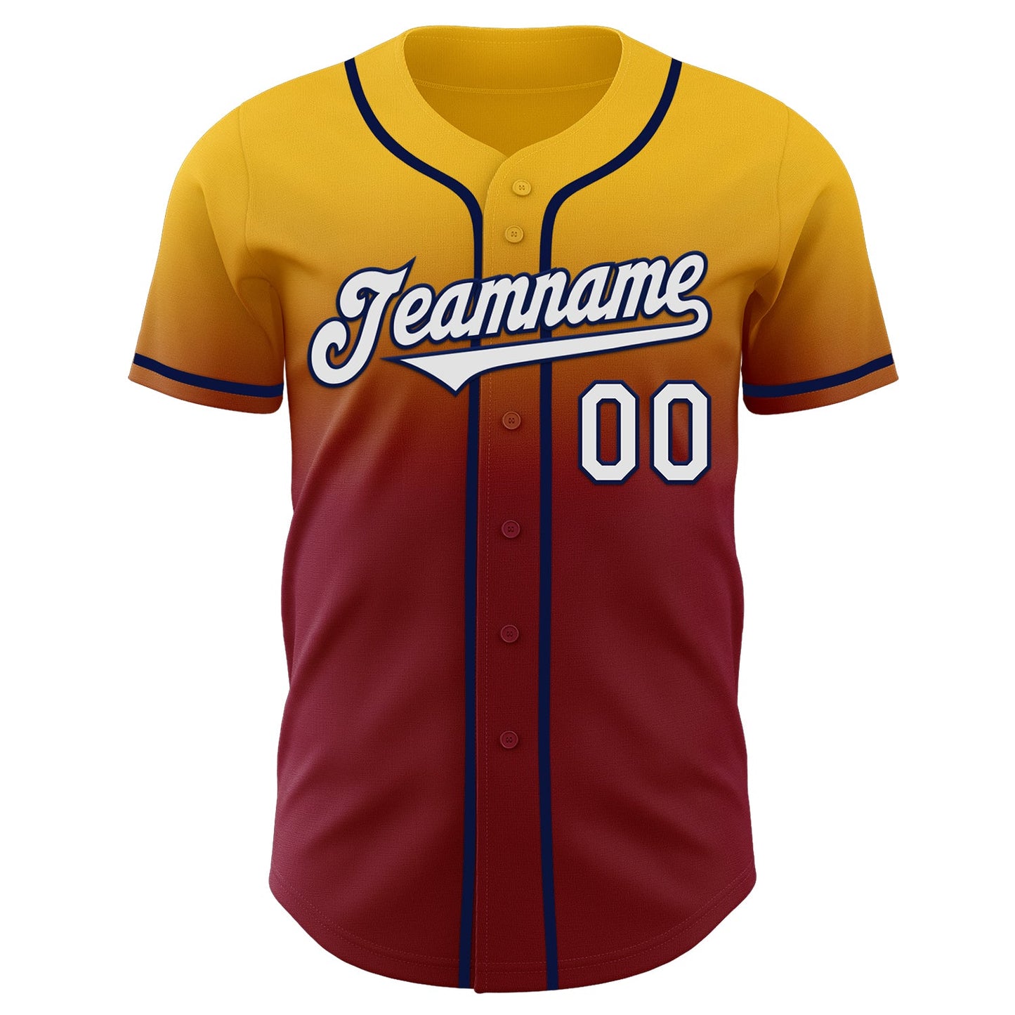 Custom Gold White Crimson-Navy Authentic Fade Fashion Baseball Jersey view 2