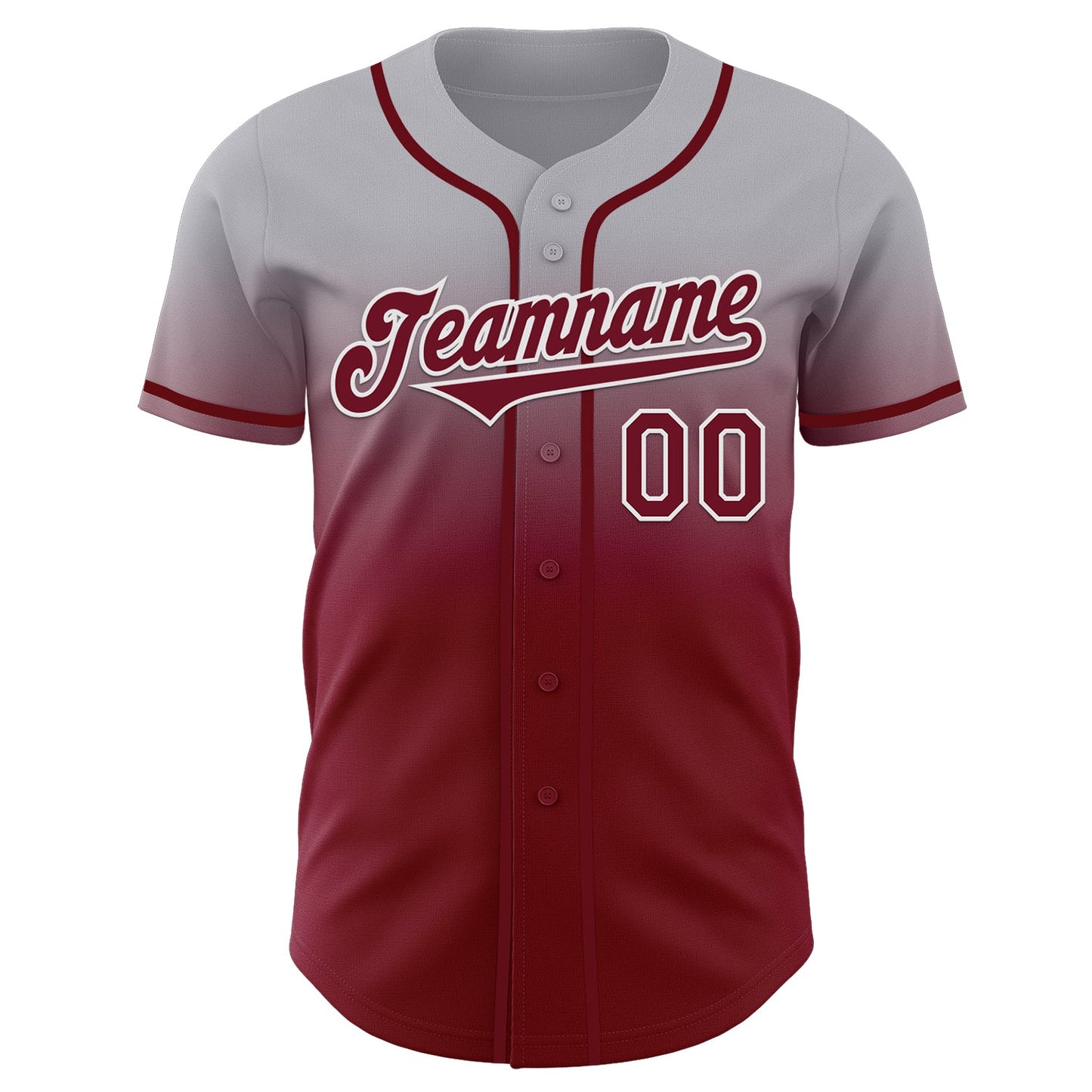 Custom Gray Crimson-White Authentic Fade Fashion Baseball Jersey view 2