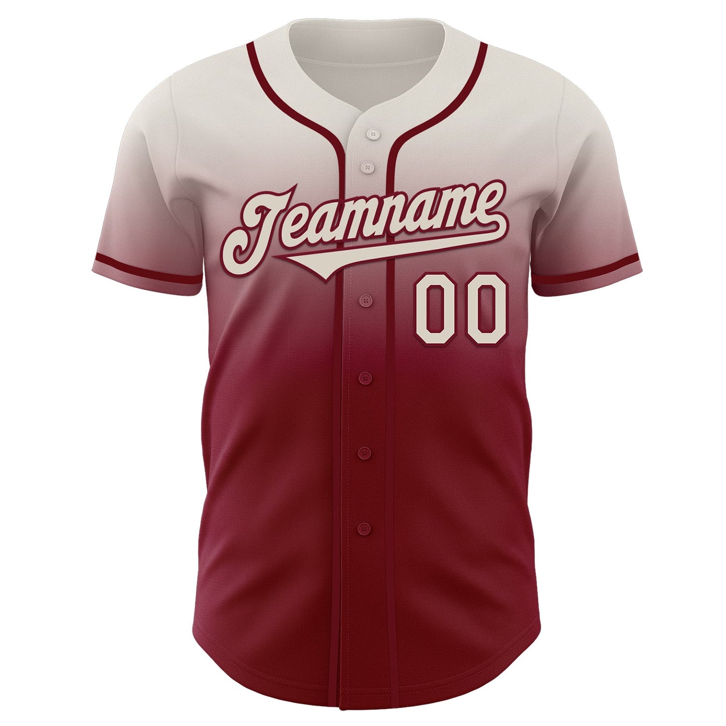 Custom Cream Crimson Authentic Fade Fashion Baseball Jersey view 2