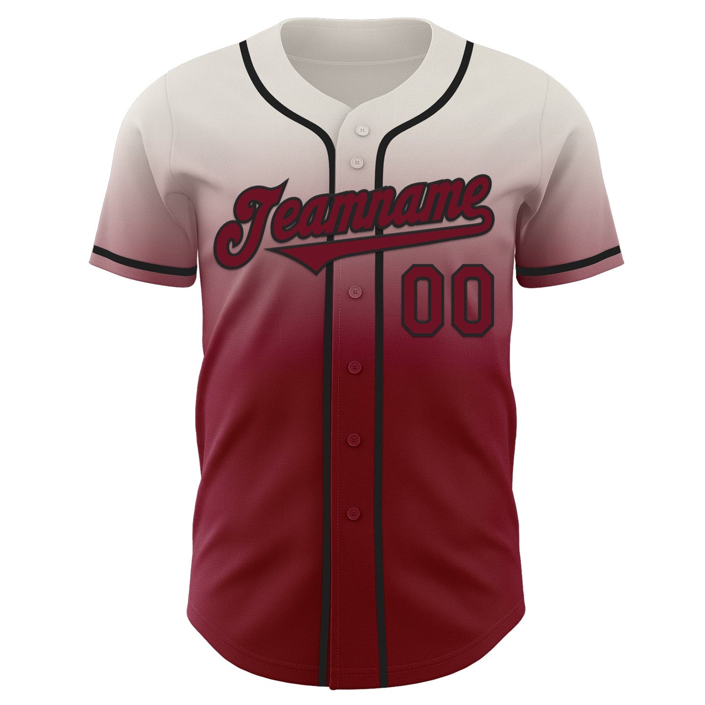 Custom Cream Crimson-Black Authentic Fade Fashion Baseball Jersey view 2