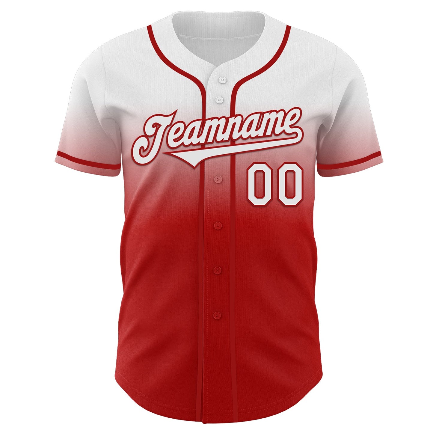 Custom White Red Authentic Fade Fashion Baseball Jersey view 2