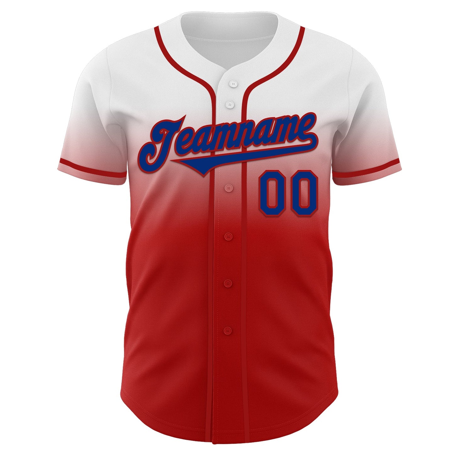 Custom White Royal-Red Authentic Fade Fashion Baseball Jersey view 2