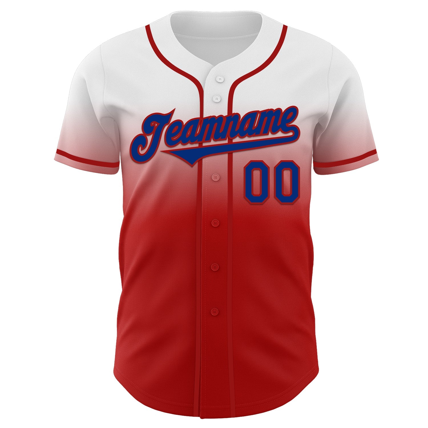 Custom White Royal-Red Authentic Fade Fashion Baseball Jersey view 2