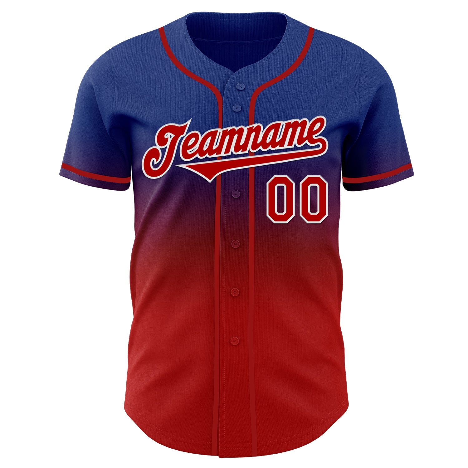 Custom Royal Red-White Authentic Fade Fashion Baseball Jersey view 2