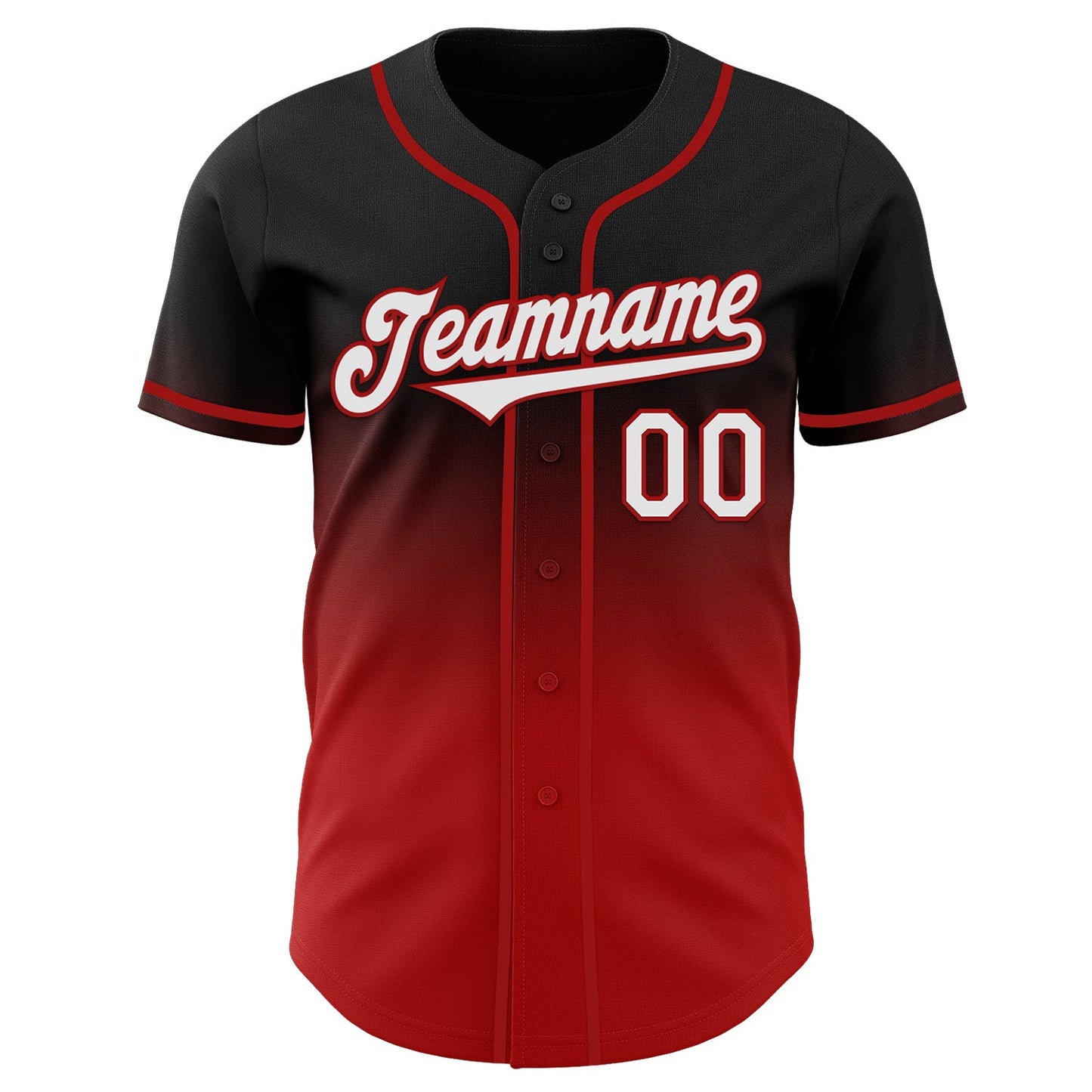 Custom Black White-Red Authentic Fade Fashion Baseball Jersey view 2