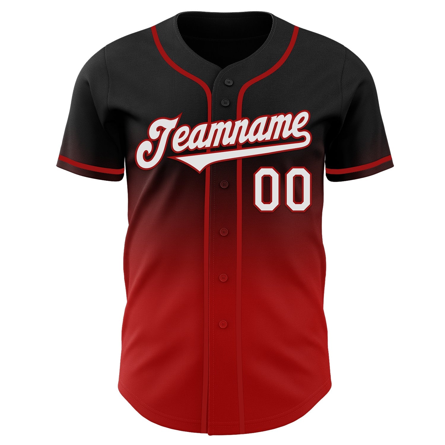 Custom Black White-Red Authentic Fade Fashion Baseball Jersey view 2