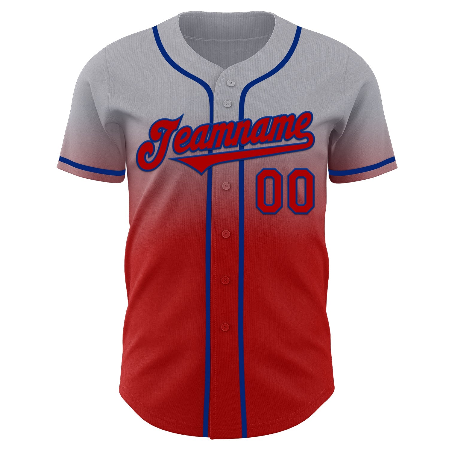 Custom Gray Red-Royal Authentic Fade Fashion Baseball Jersey view 2