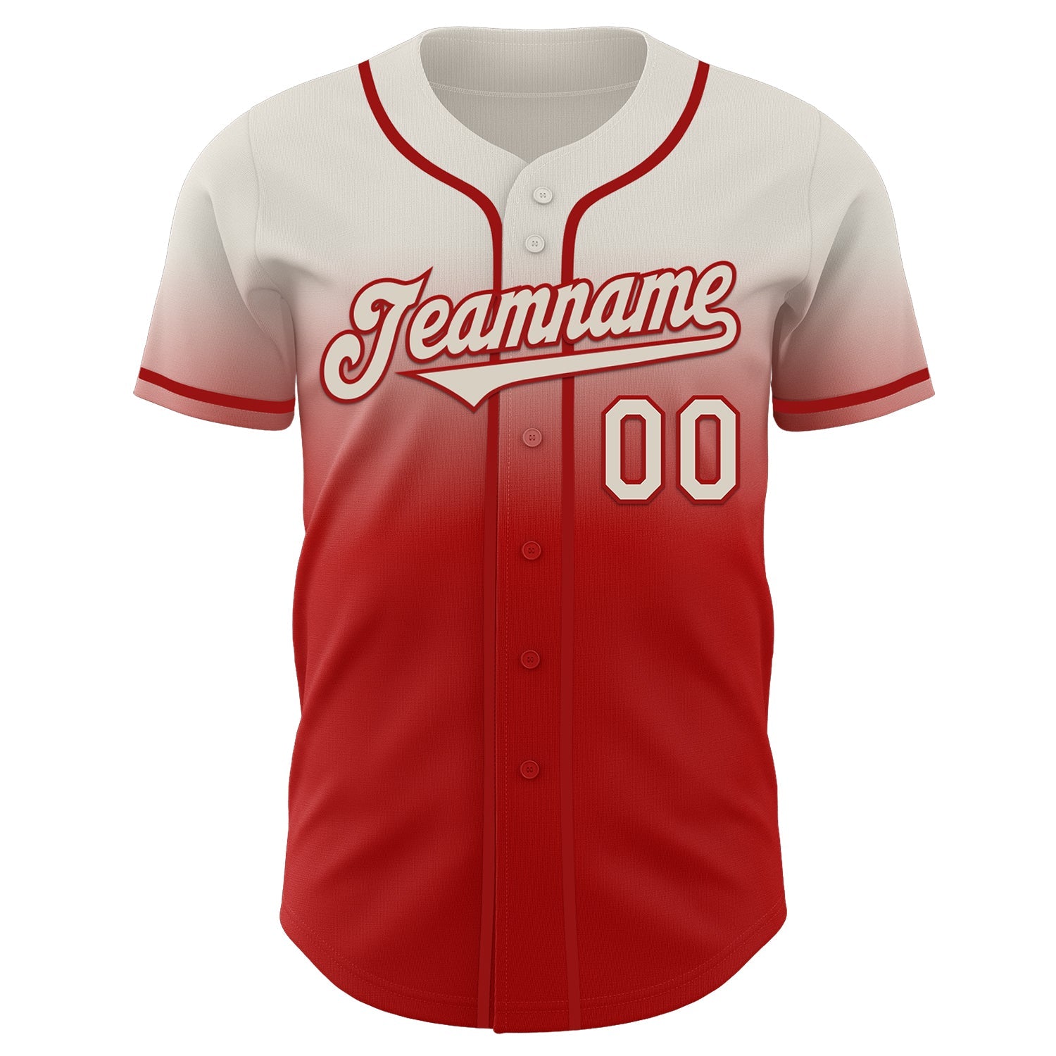 Custom Cream Red Authentic Fade Fashion Baseball Jersey view 2