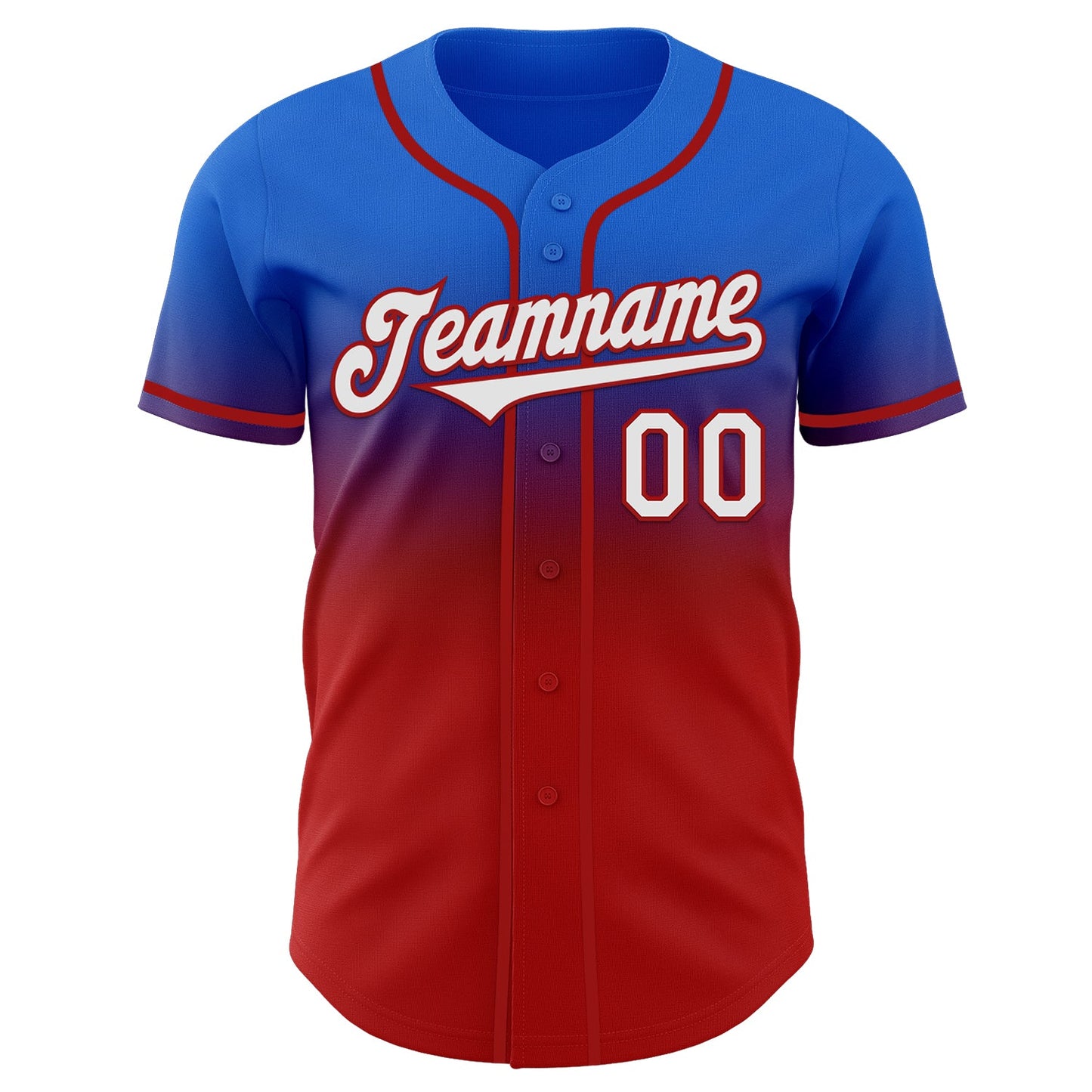 Custom Thunder Blue White-Red Authentic Fade Fashion Baseball Jersey view 2