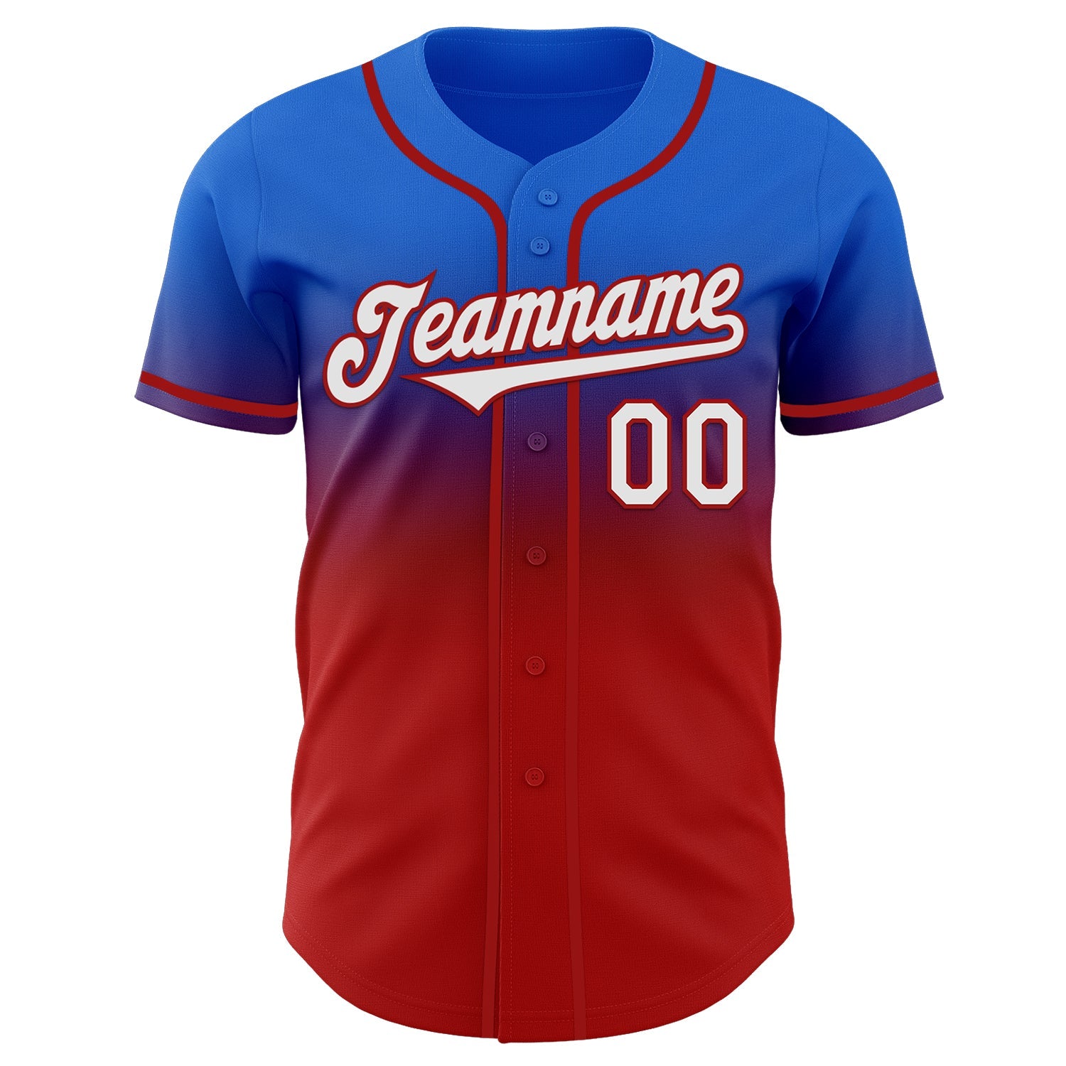 Custom Thunder Blue White-Red Authentic Fade Fashion Baseball Jersey view 2