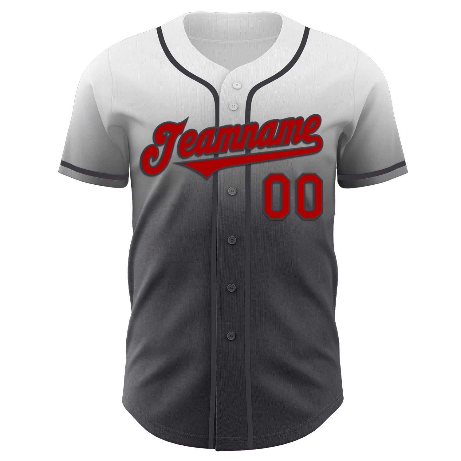 Custom White Red-Steel Gray Authentic Fade Fashion Baseball Jersey view 2