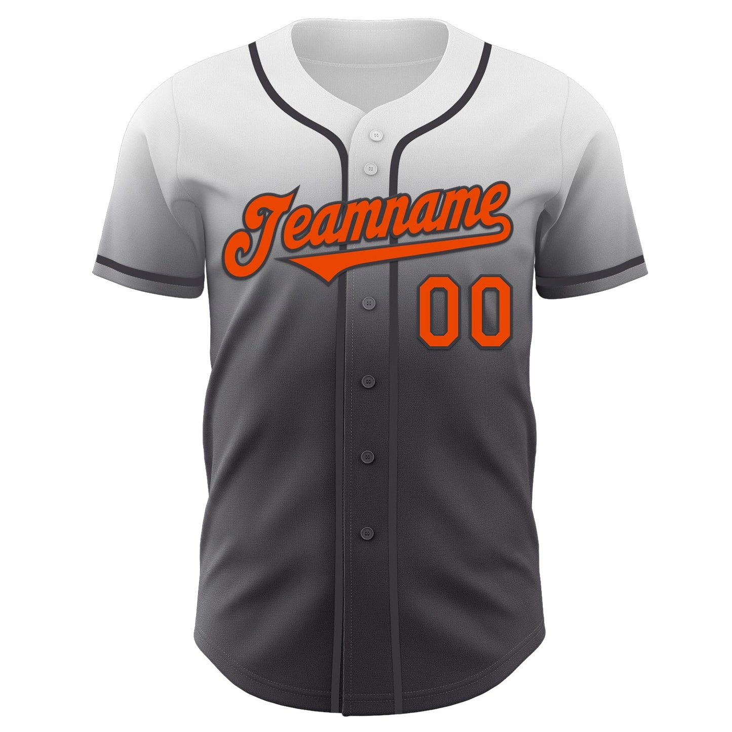 Custom White Orange-Steel Gray Authentic Fade Fashion Baseball Jersey view 2