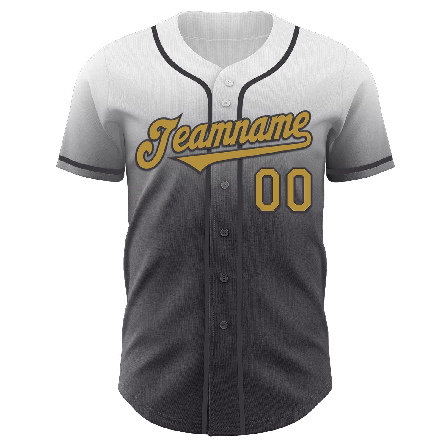 Custom White Old Gold-Steel Gray Authentic Fade Fashion Baseball Jersey view 2