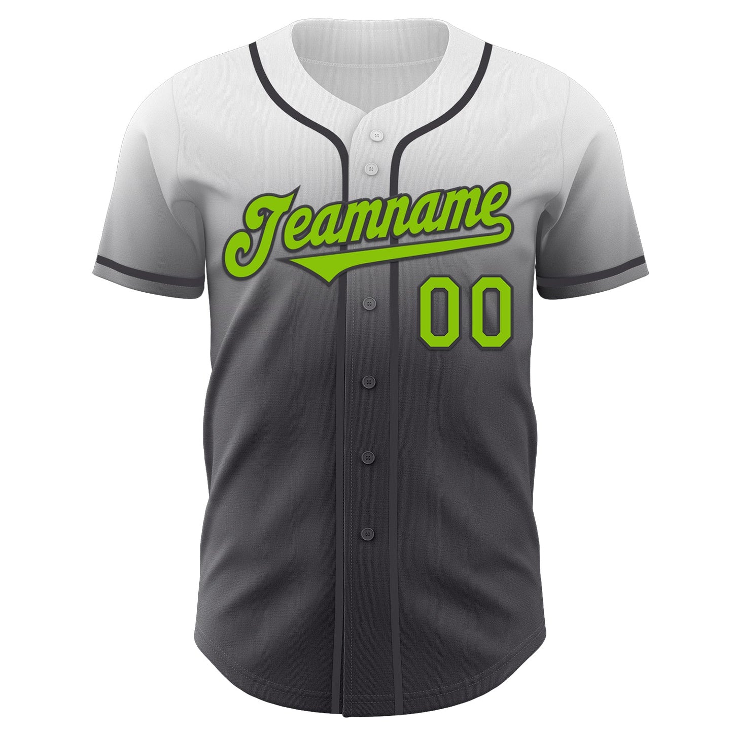 Custom White Neon Green-Steel Gray Authentic Fade Fashion Baseball Jersey view 2