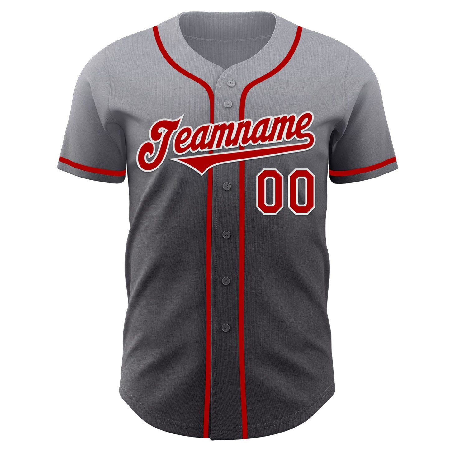 Custom Gray Red Steel Gray-White Authentic Fade Fashion Baseball Jersey view 2