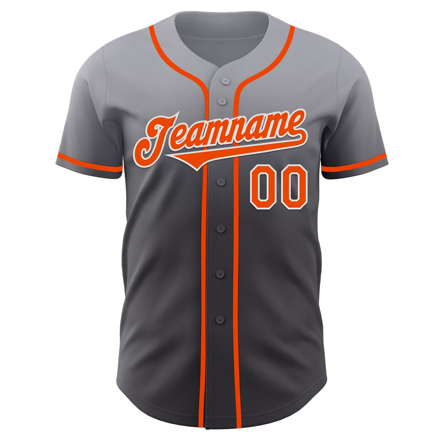 Custom Gray Orange Steel Gray-White Authentic Fade Fashion Baseball Jersey view 2