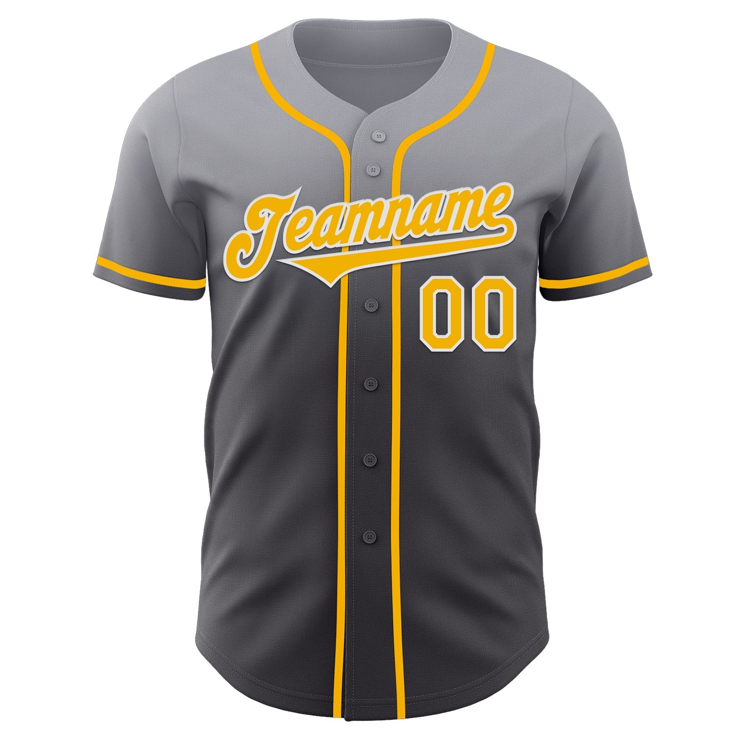Custom Gray Gold Steel Gray-White Authentic Fade Fashion Baseball Jersey view 2
