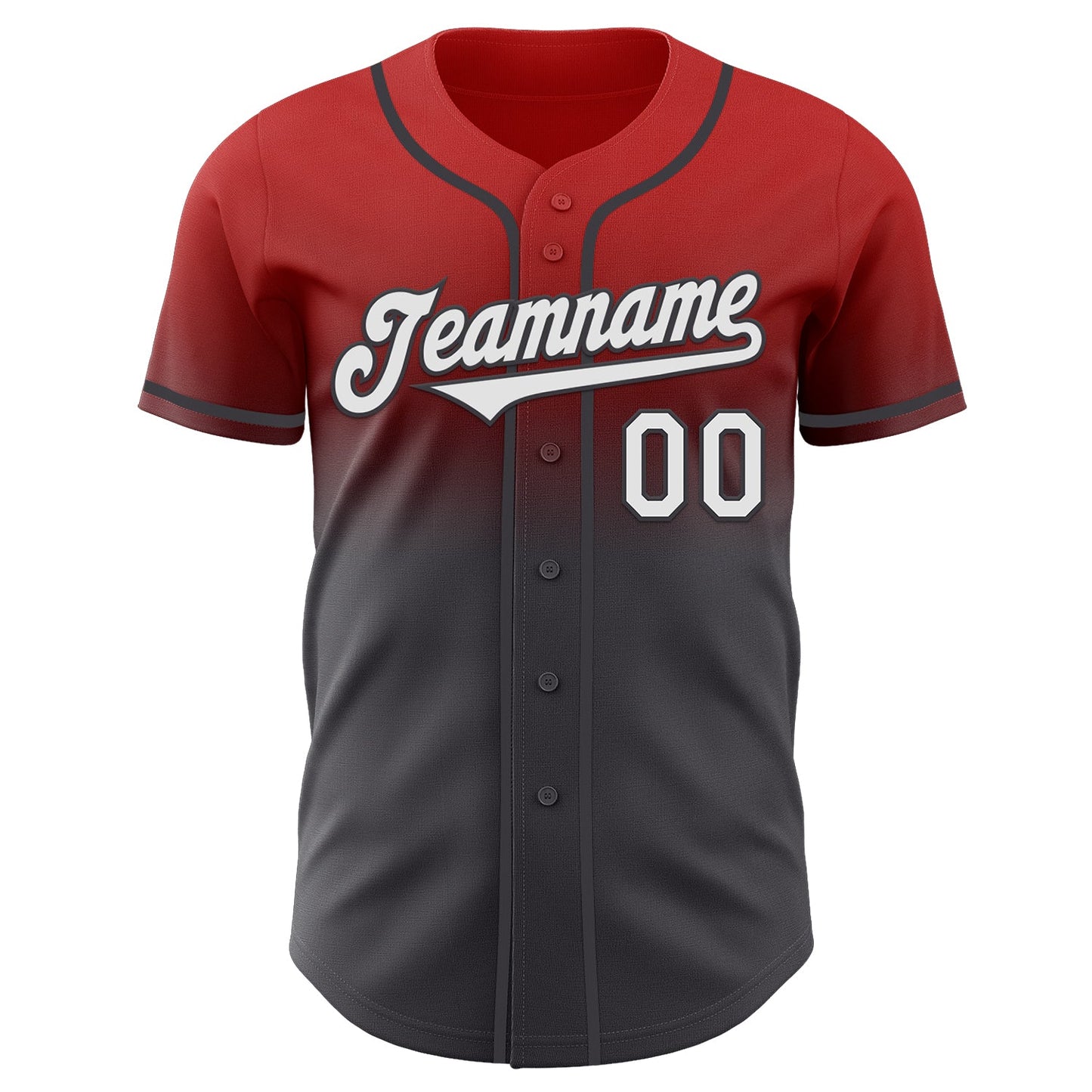 Custom Red White-Steel Gray Authentic Fade Fashion Baseball Jersey view 2