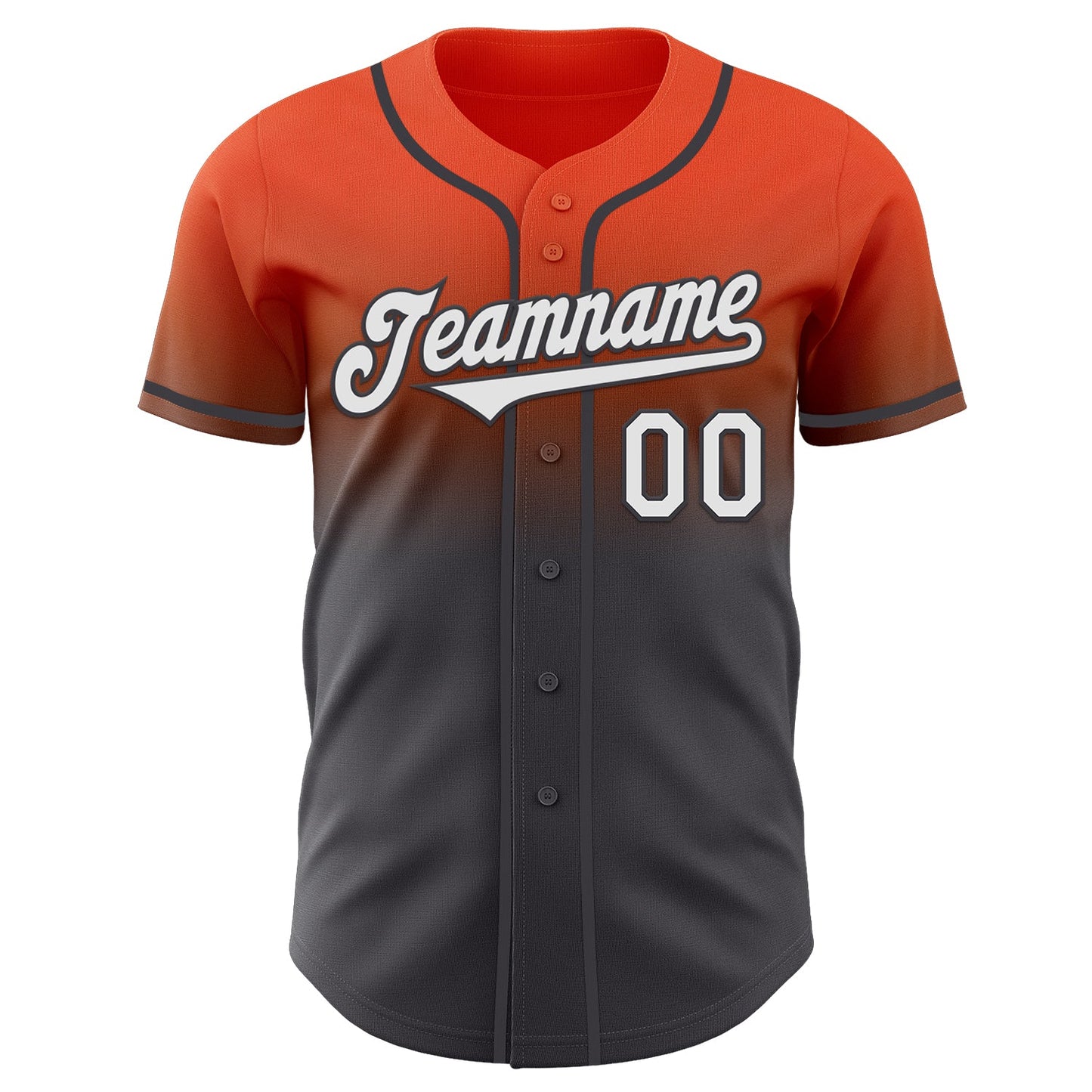 Custom Orange White-Steel Gray Authentic Fade Fashion Baseball Jersey view 2