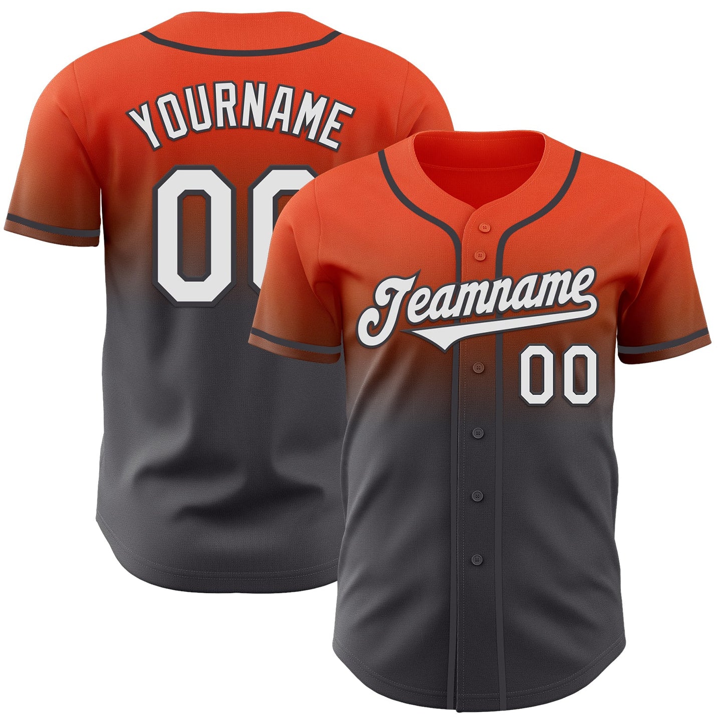 Custom Orange White-Steel Gray Authentic Fade Fashion Baseball Jersey - Main View