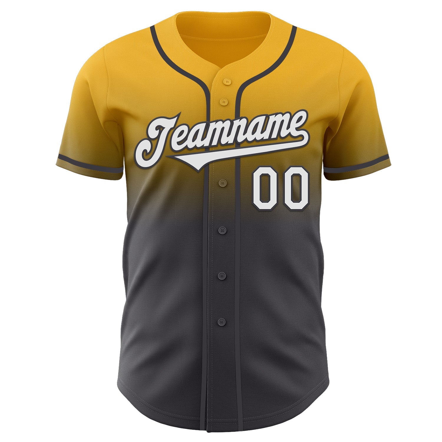 Custom Gold White-Steel Gray Authentic Fade Fashion Baseball Jersey view 2