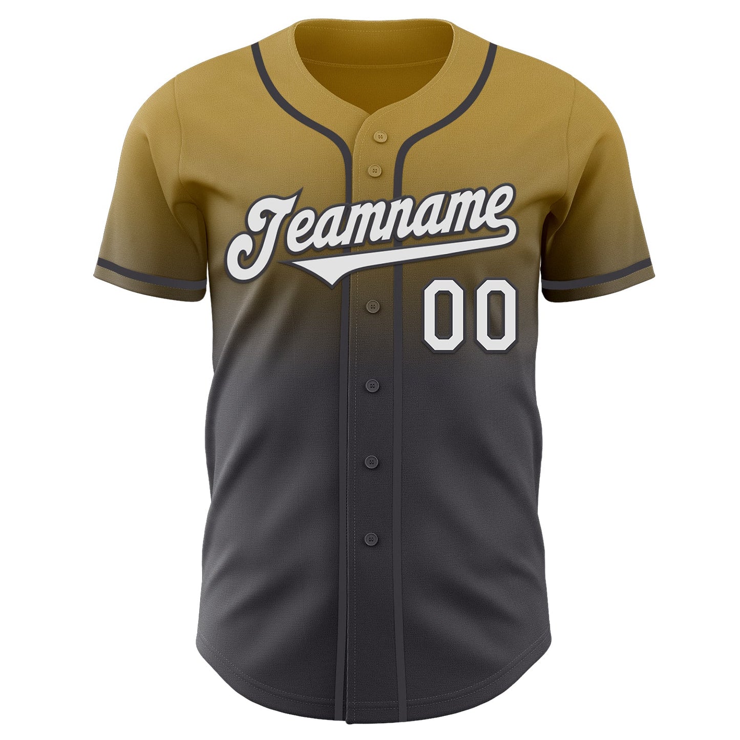 Custom Old Gold White-Steel Gray Authentic Fade Fashion Baseball Jersey view 2