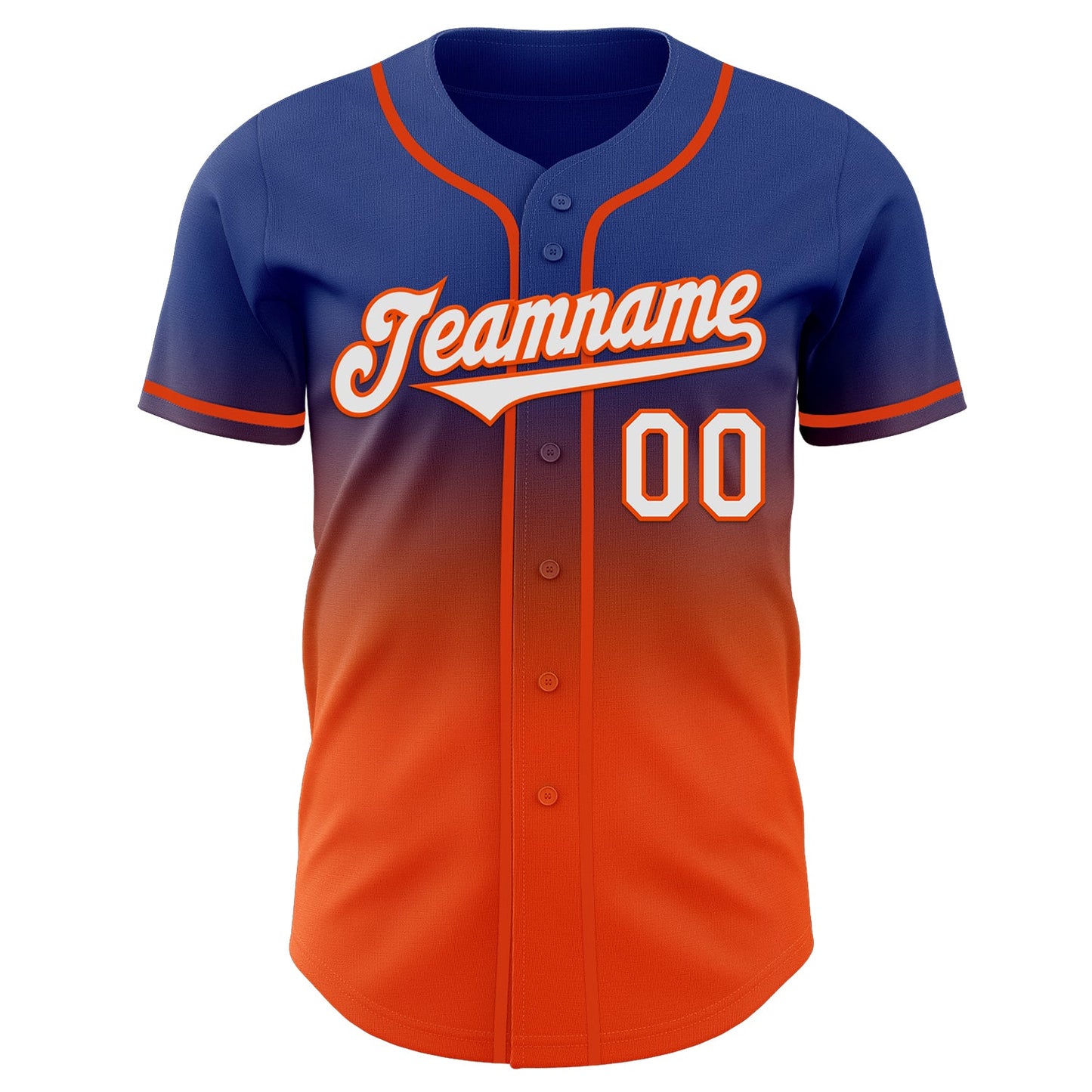 Custom Royal White-Orange Authentic Fade Fashion Baseball Jersey view 2