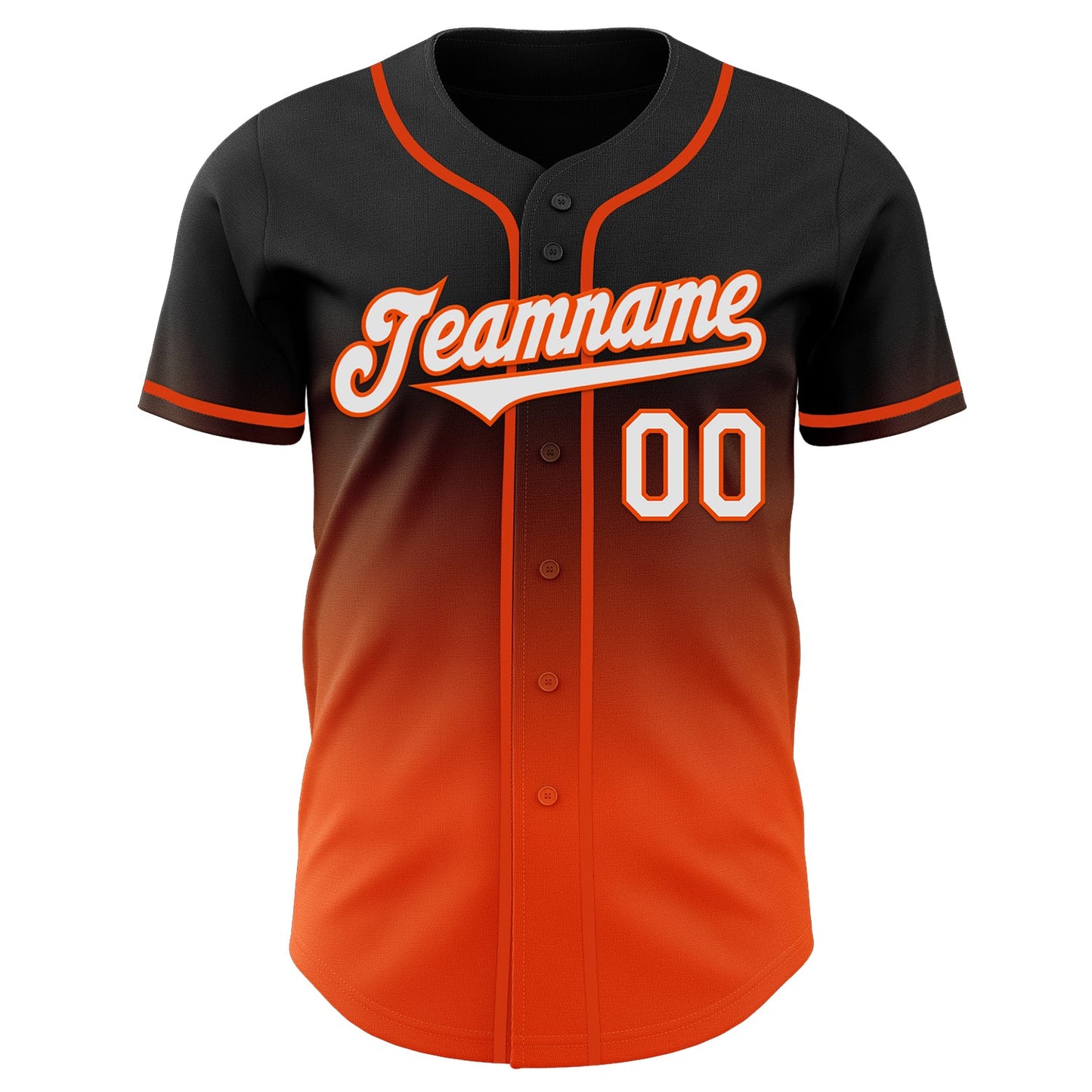 Custom Black White-Orange Authentic Fade Fashion Baseball Jersey view 2