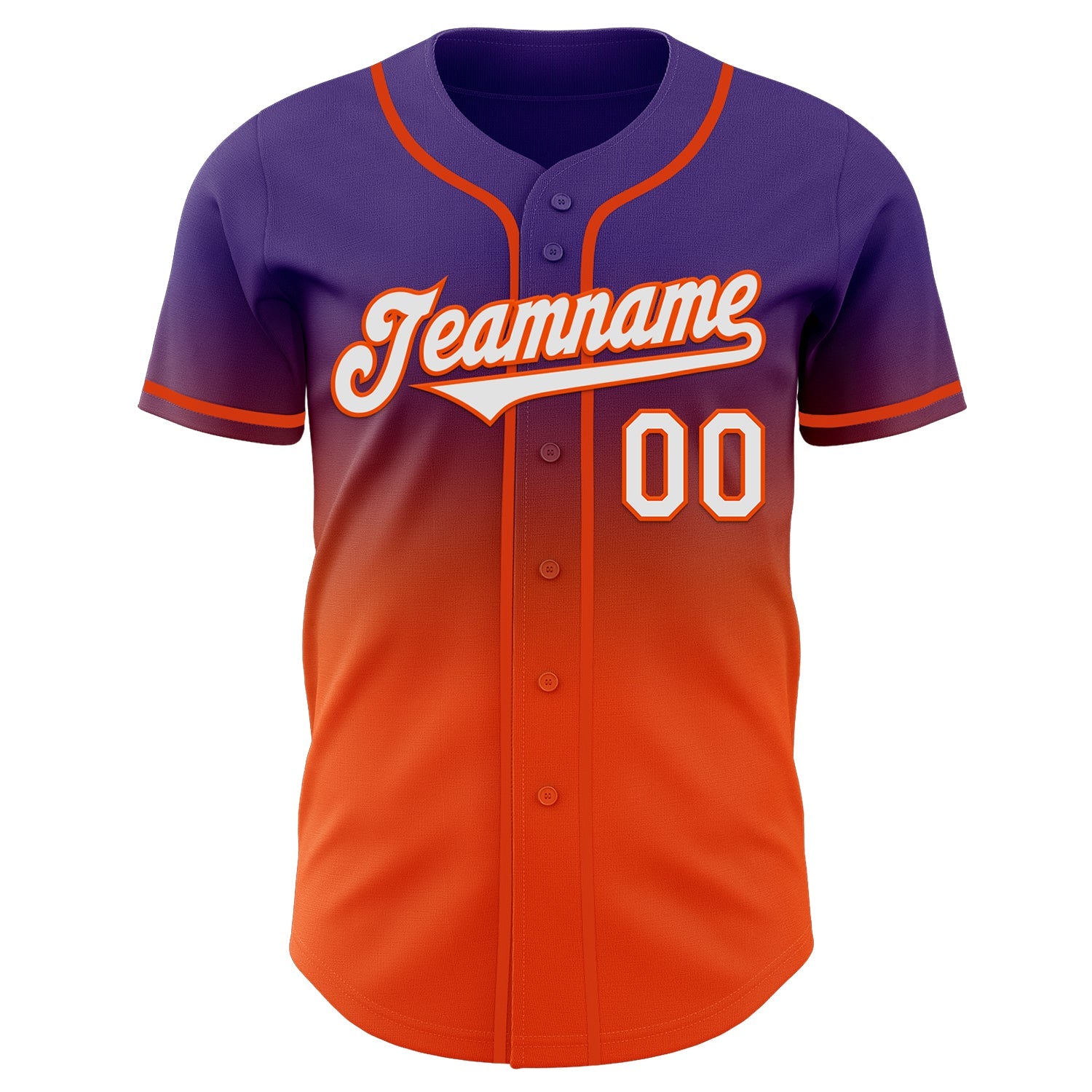 Custom Purple White-Orange Authentic Fade Fashion Baseball Jersey view 2