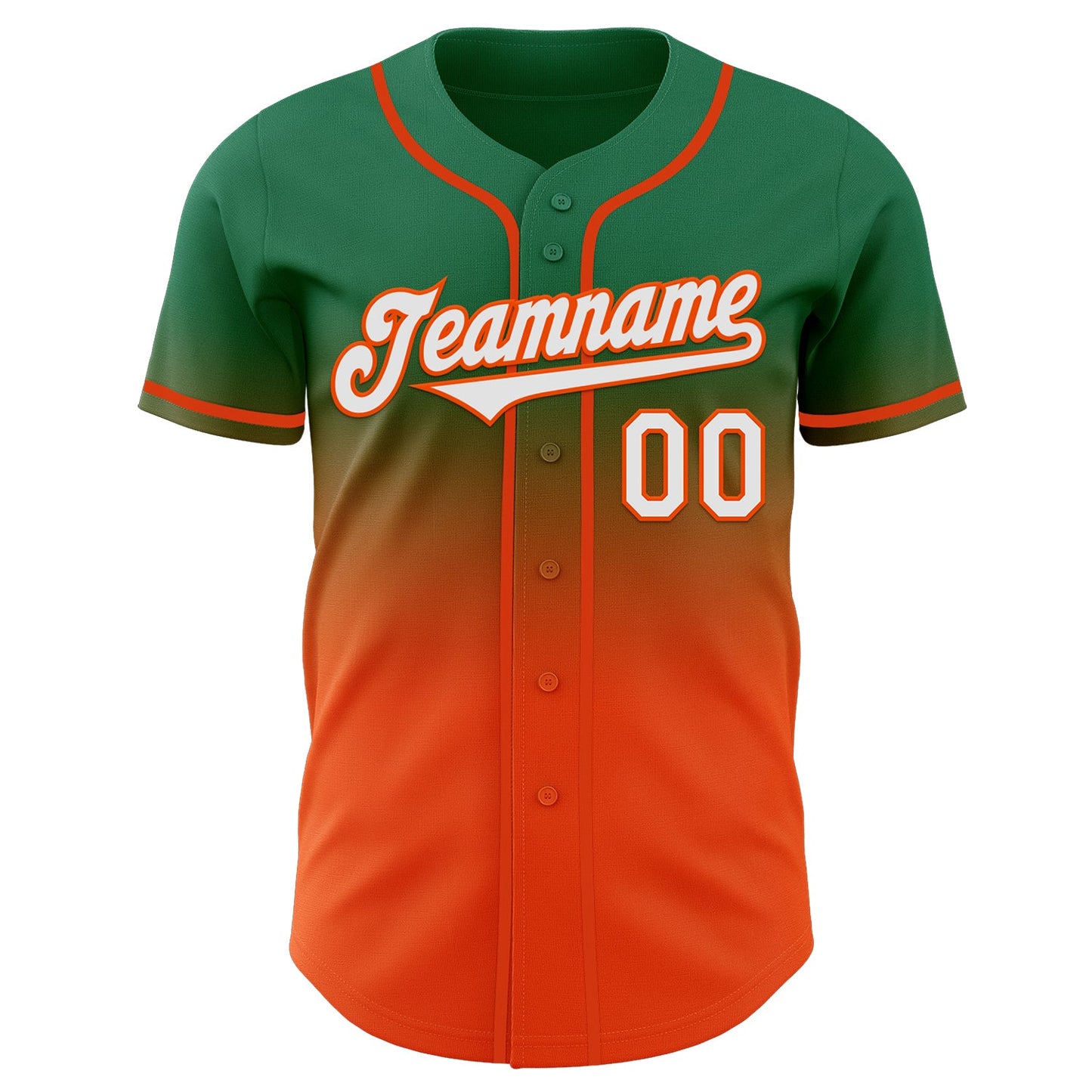 Custom Kelly Green White-Orange Authentic Fade Fashion Baseball Jersey view 2