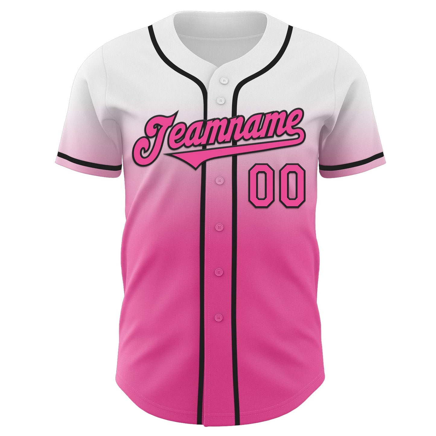 Custom White Pink-Black Authentic Fade Fashion Baseball Jersey view 2