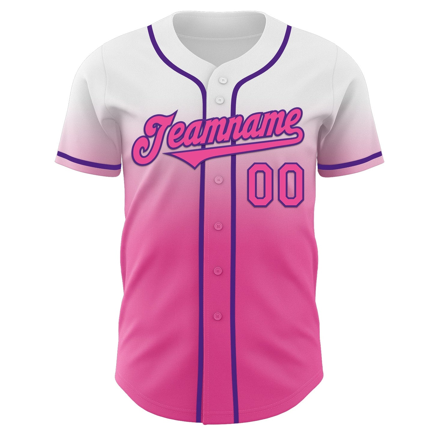 Custom White Pink-Purple Authentic Fade Fashion Baseball Jersey view 2