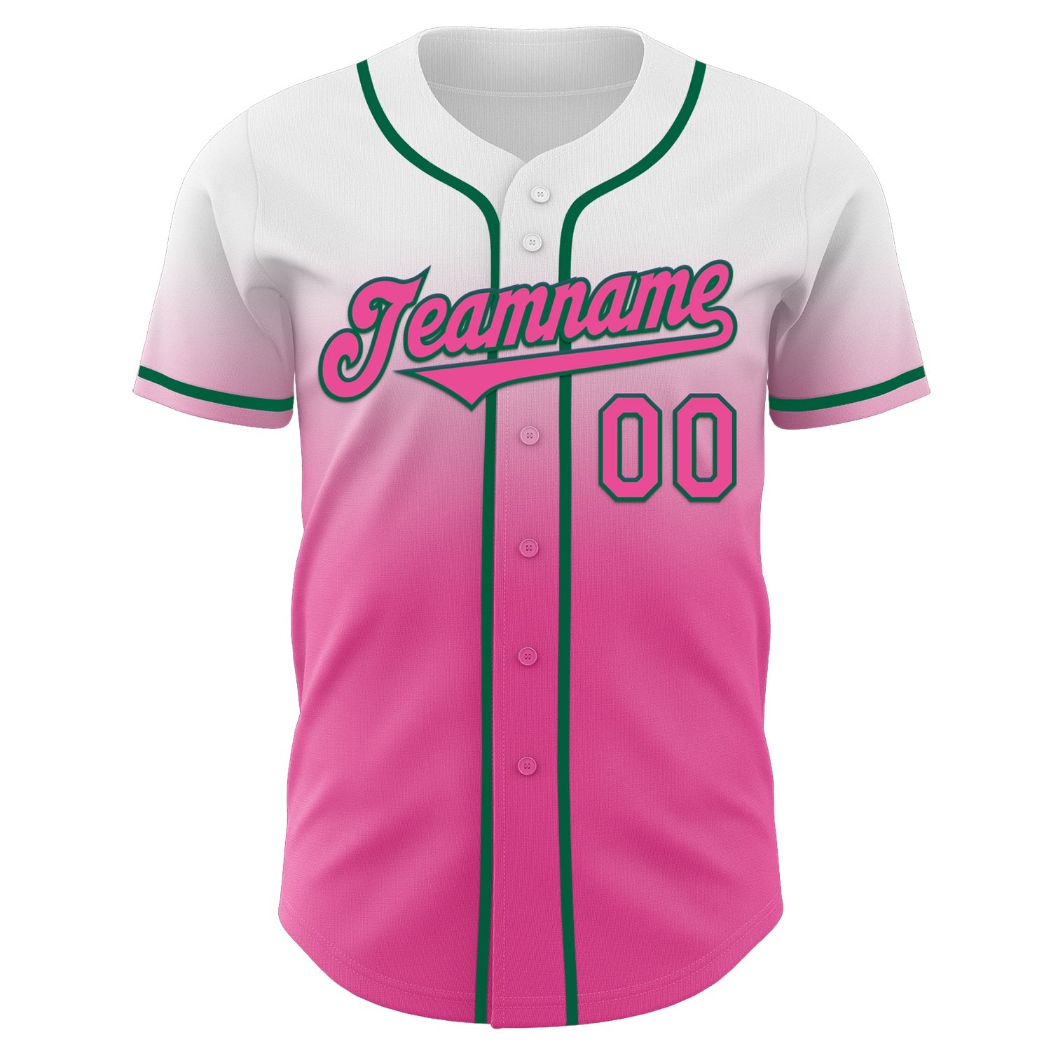 Custom White Pink-Kelly Green Authentic Fade Fashion Baseball Jersey view 2